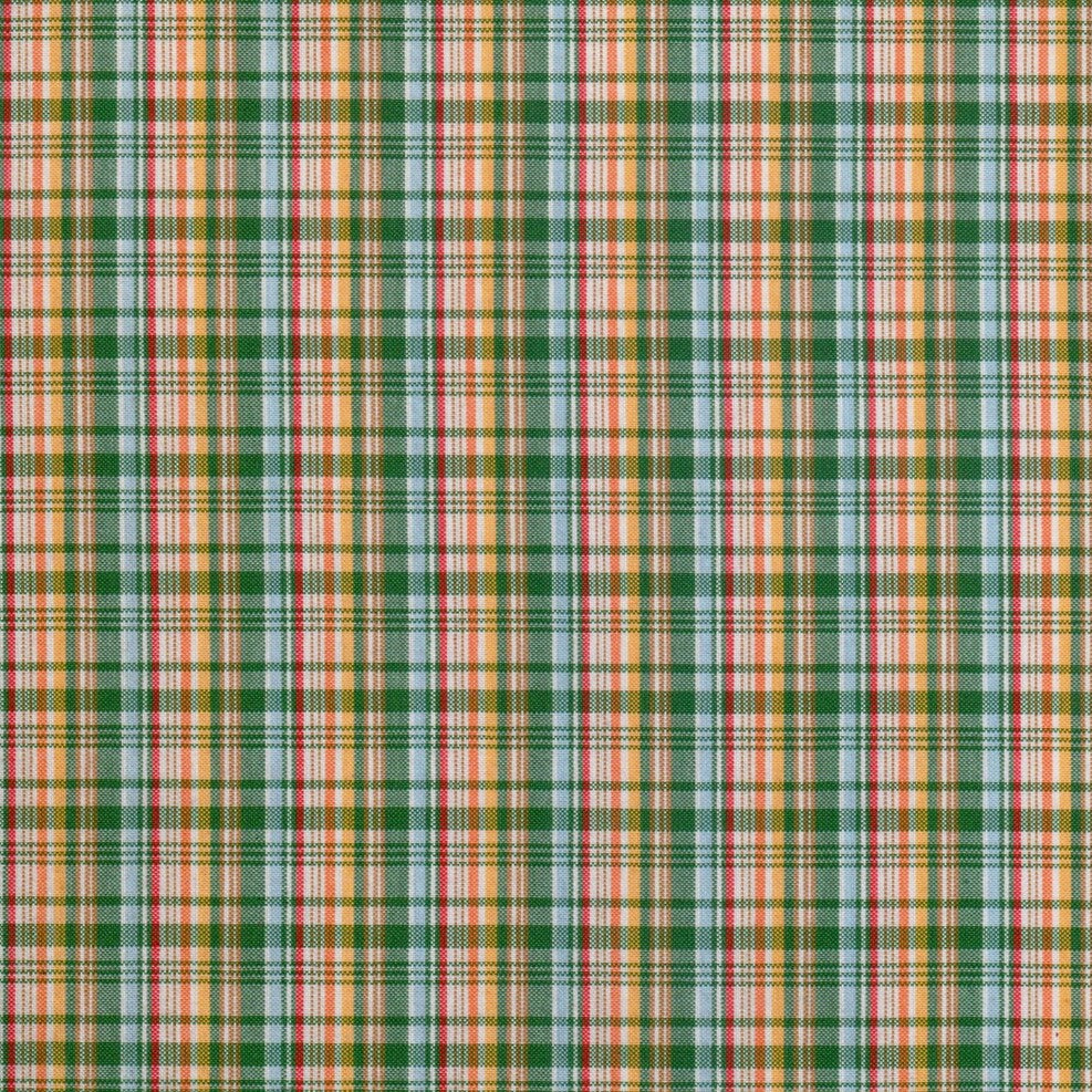 Tela para uniforme SchoolLine polidacron escocés, cuadros verde/naranja/amarillo, ideal para uniformes escolares.