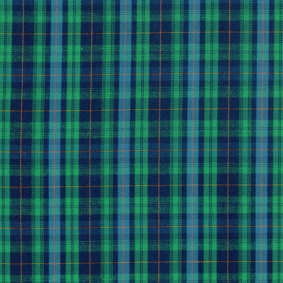 Tela polidacron escocés azul y verde con cuadros; tela para uniformes escolares e institucionales, SchoolLine.