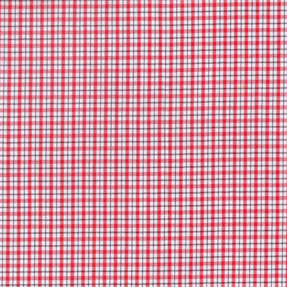 Tela polidacron escocés SchoolLine, cuadros rojo/blanco, ideal para uniformes escolares e institucionales.