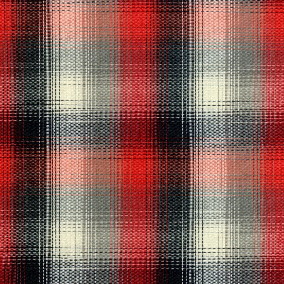 Tela de uniforme polidacron escocés SchoolLine en rojo, negro y crema; tela a cuadros para uniformes escolares e institucionales.