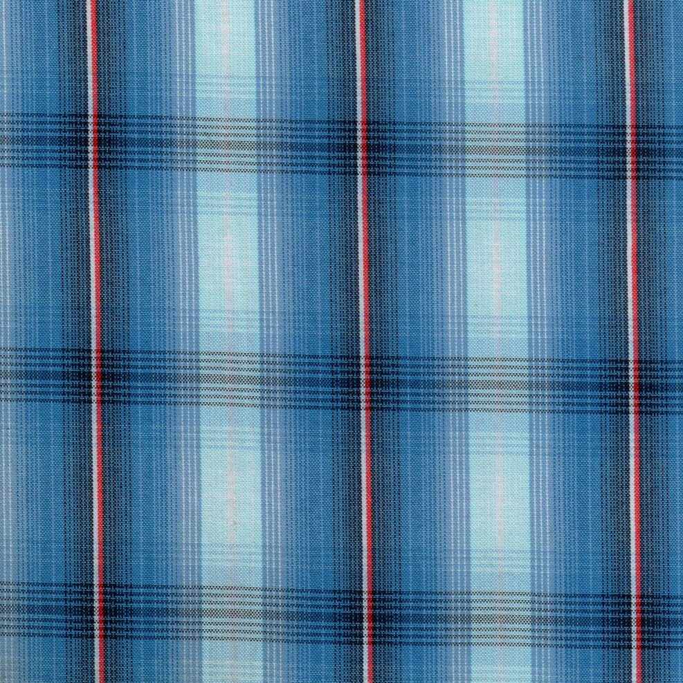 Tela escocés polidacron azul claro con rayas azul marino y rojo; tela para uniformes escolares e institucionales SchoolLine