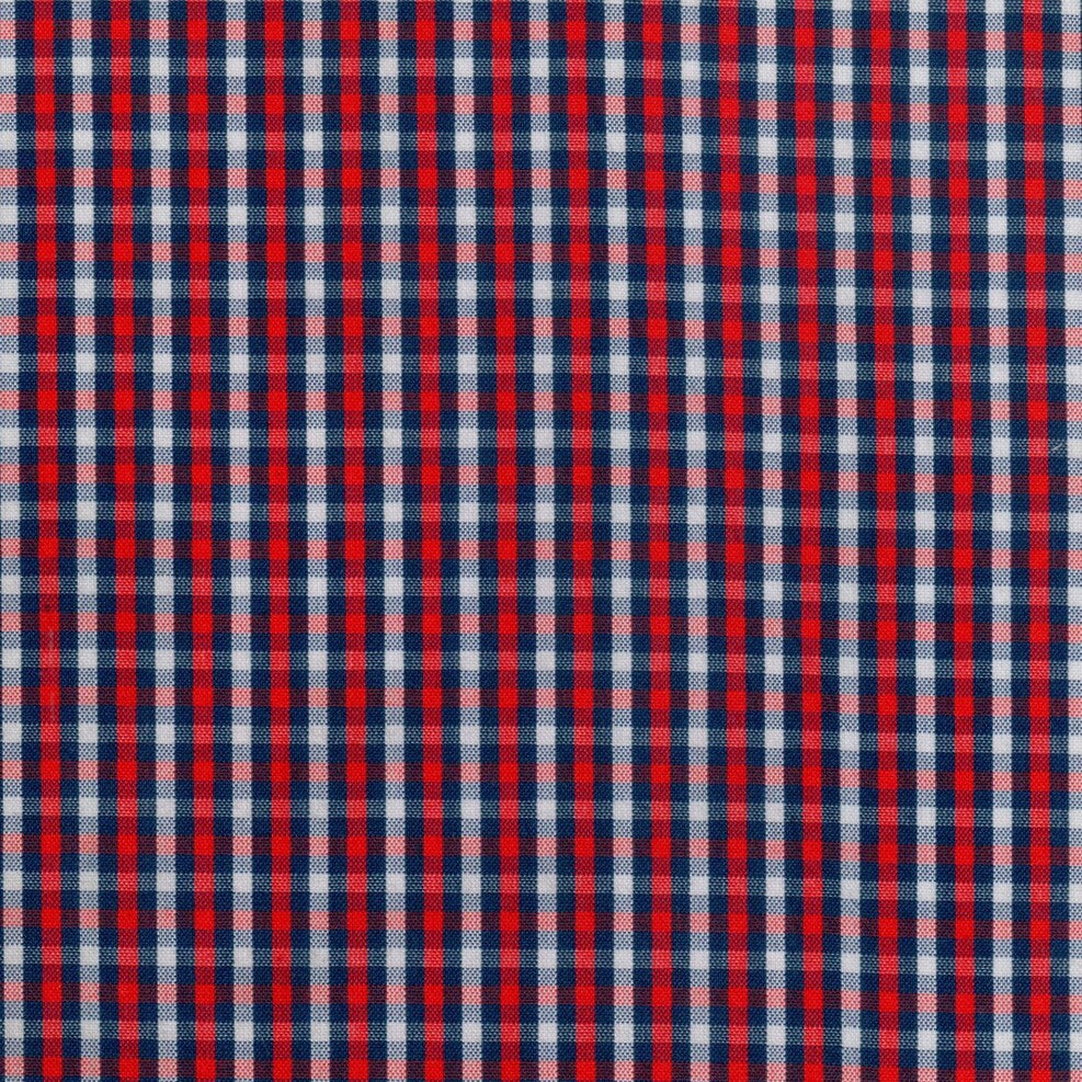 Tela para uniforme polidacron escocés: cuadros rojo, azul marino y blanco; uso en uniformes escolares SchoolLine