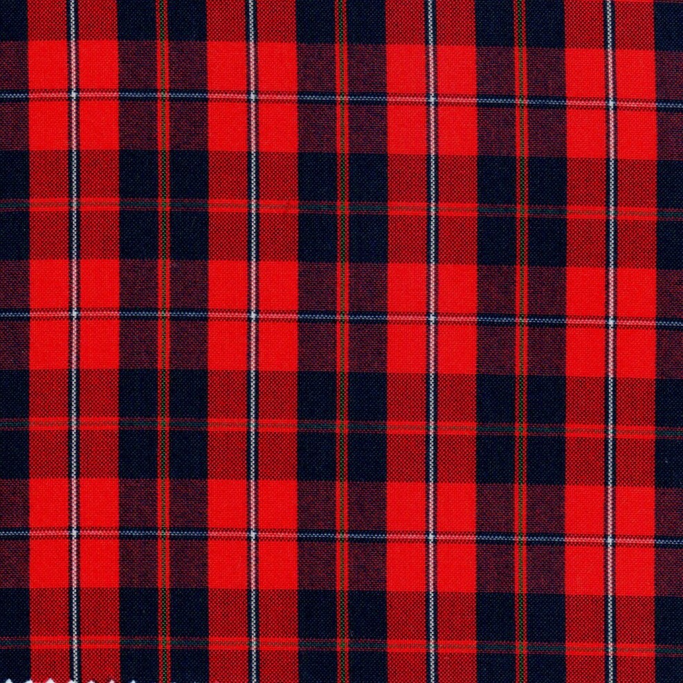 Tela polidacron escocés roja y negra tipo tartán, ideal para uniformes escolares e institucionales SchoolLine.