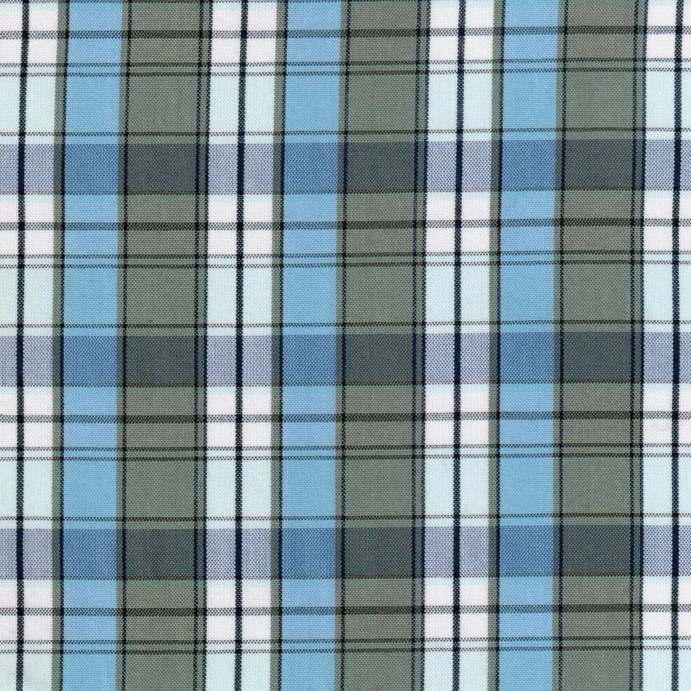 Tela polidacron escocés en azul, verde y blanco con rayas; ideal para uniformes escolares e institucionales SchoolLine