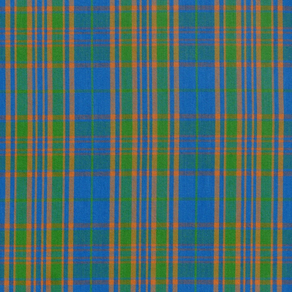 Tela para uniforme polidacron escocés azul, verde y naranja a cuadros, ideal para uniformes escolares e institucionales SchoolLine