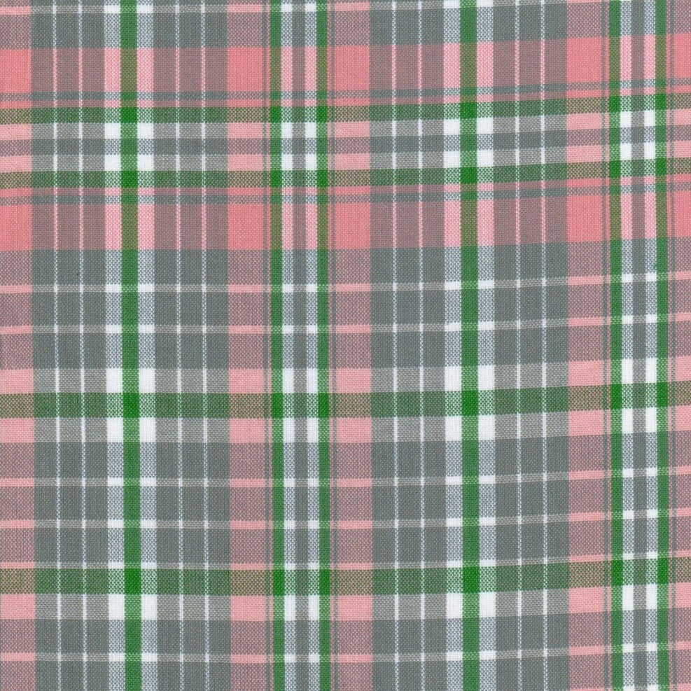 Tela para uniforme SchoolLine escocés rosa/verde gris, diseño tartán, ideal para uniformes escolares e institucionales.