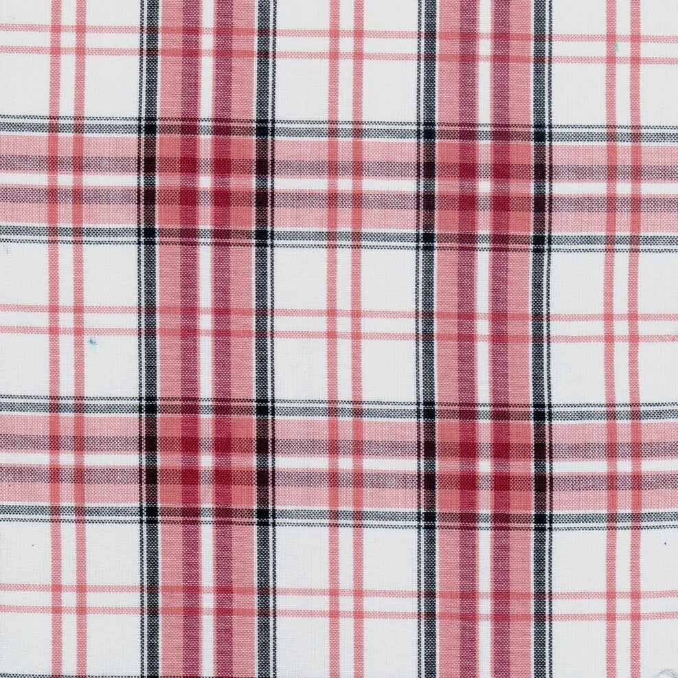 Tela para uniforme escocés SchoolLine, poli-dacron, tartán rojo, negro y blanco, ideal para uniformes escolares e institucionales.