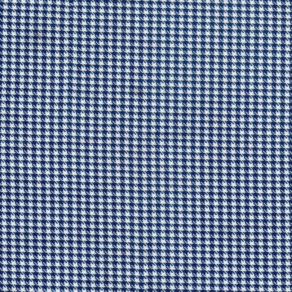 Tela gallineto azul marino y blanco, houndstooth en poliéster; ideal para uniformes escolares e institucionales, SchoolLine.