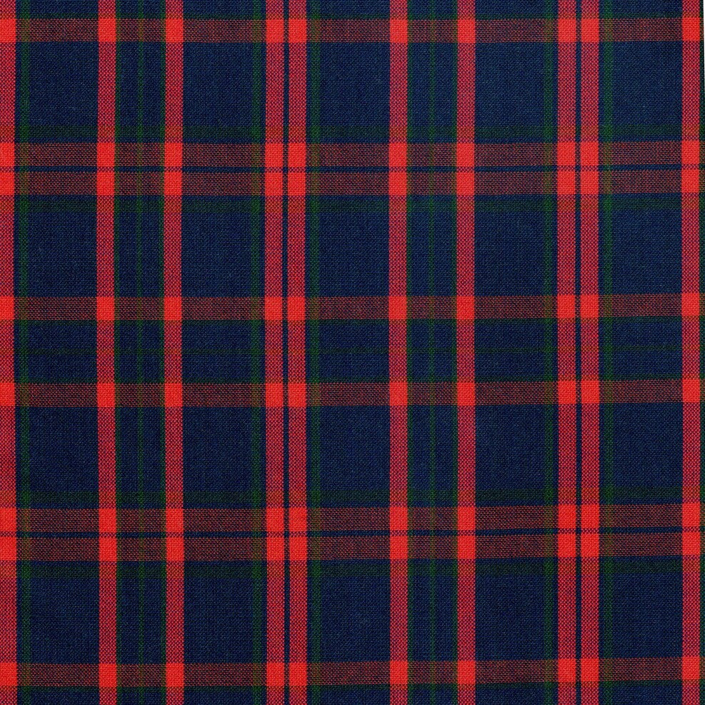 Tela azul con lineas rojas formando cuadros para uniformes escolares