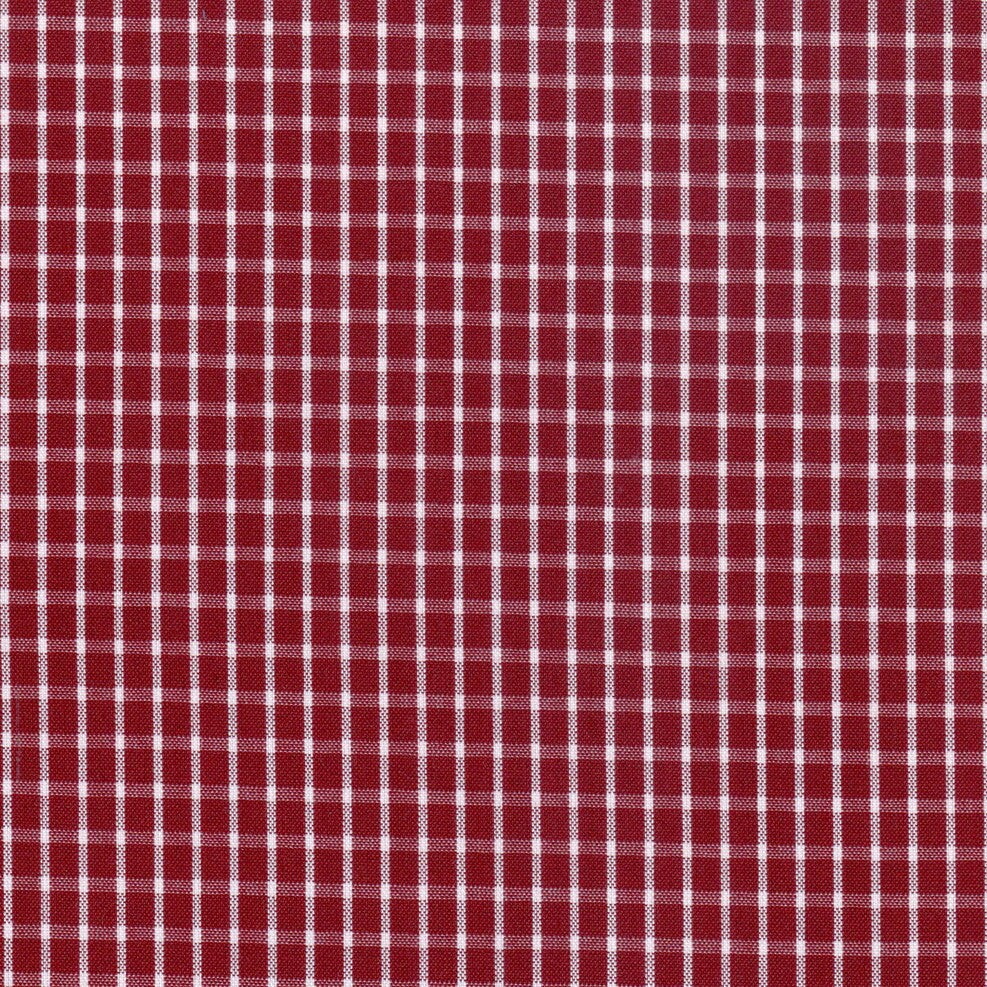 Tela para uniforme en color rojo con lineas blancas formando cuadros