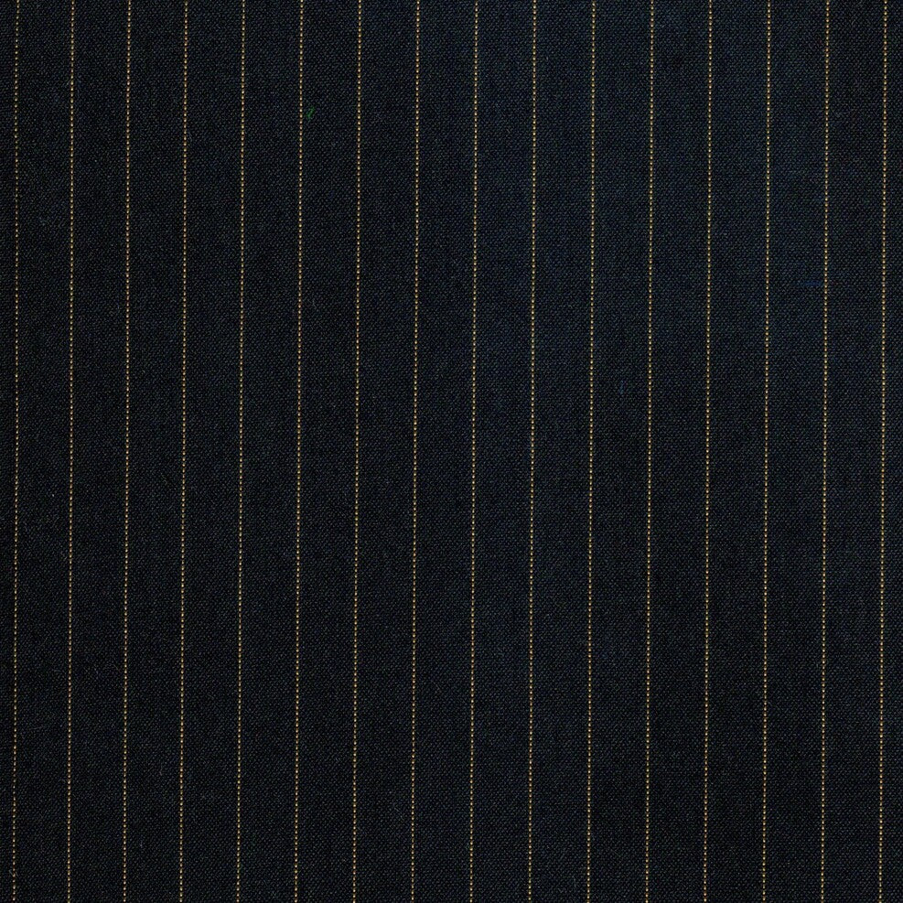 Tela para uniforme en negro con lineas amarillas decorativas