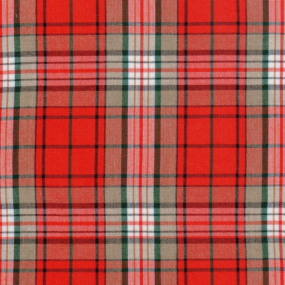 Tela School Line jaspeado rojo/beige/verde, diseño tartán; ideal para uniformes escolares e institucionales.