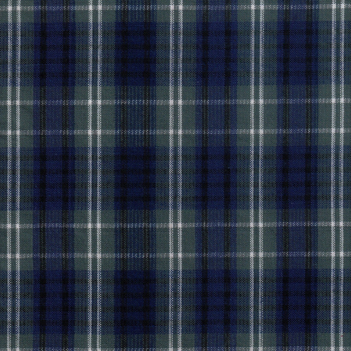 Tela 13002004 Dacron SchoolLine en tartán azul marino y verde con líneas blancas; ideal para uniformes escolares e institucionales.