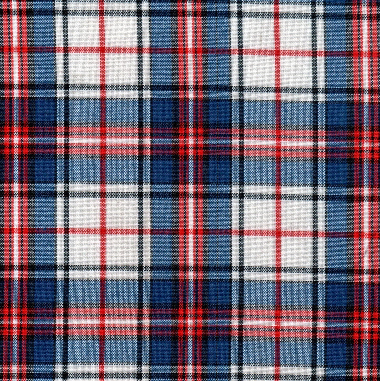 Tela tartán azul, rojo y blanco con Dacron de SchoolLine; ideal para uniformes escolares e institucionales.