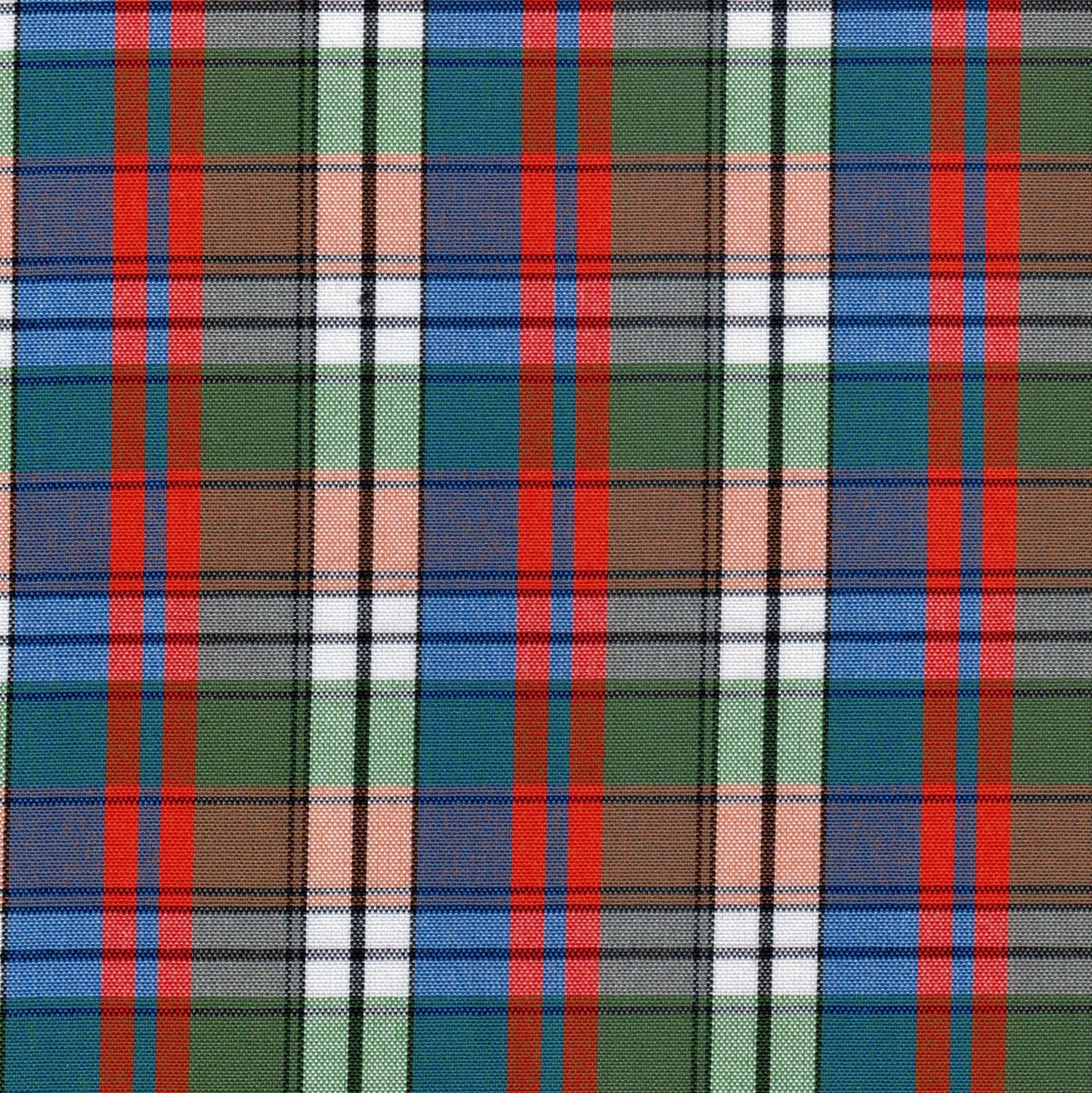 Tela 13002049 Dacron SchoolLine: tartán a cuadros azul, rojo, verde y blanco para uniformes escolares e institucionales.