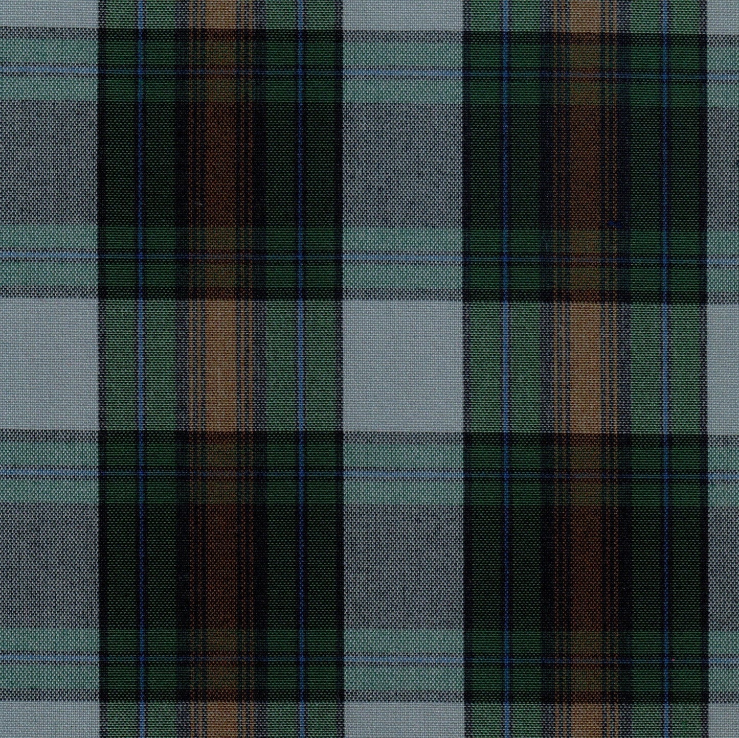 Tela 13002067 Dacron SchoolLine; tartán verde-azul con marrón, ideal para uniformes escolares e institucionales.