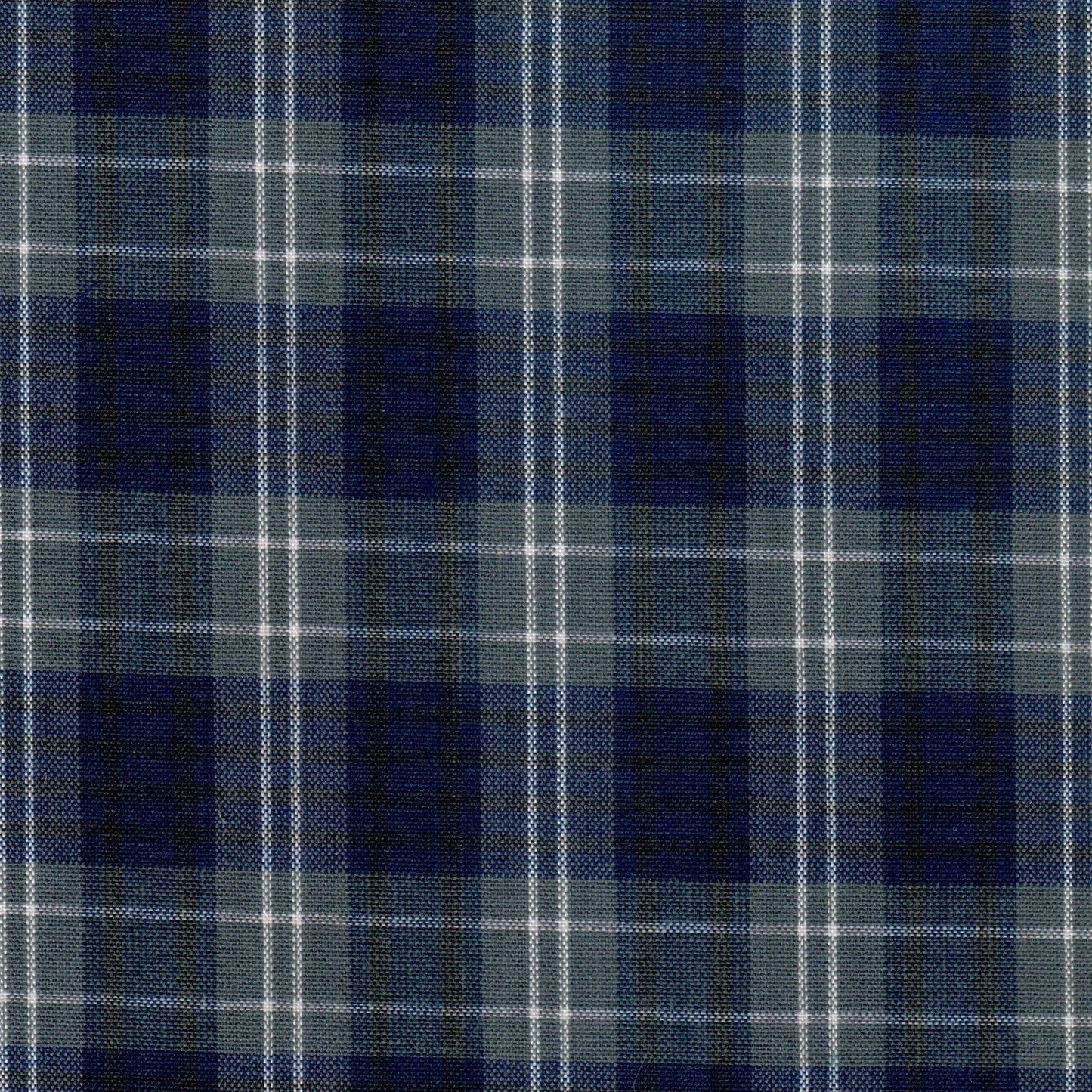 Tela Dacron SchoolLine uniforme; tela a cuadros azul marino/gris con líneas blancas, ideal para uniformes escolares e institucionales
