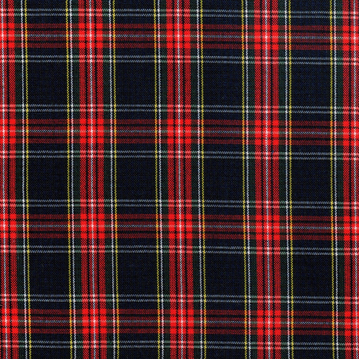 Tela 13002086 Dacron uniforme SchoolLine: poliéster CS en tartán rojo y azul marino con toques amarillos