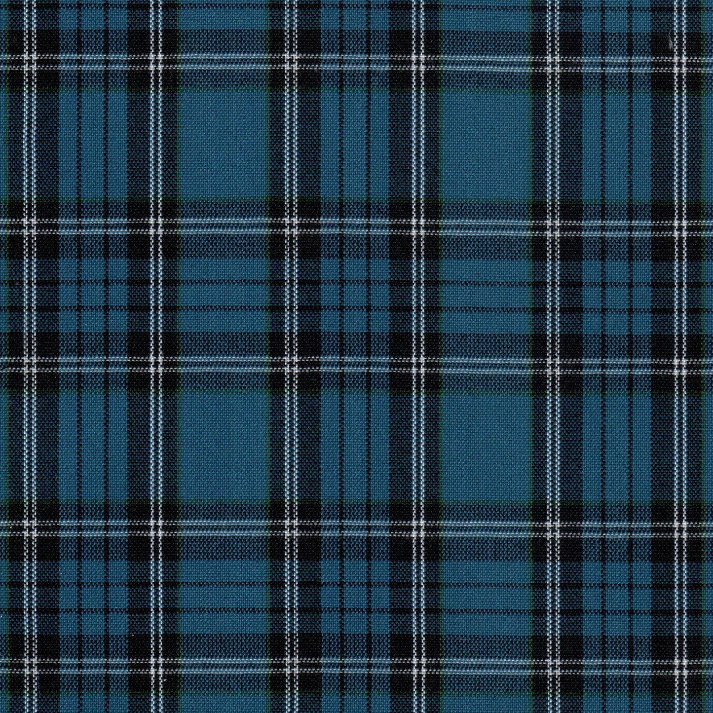 Tela Dacron tartán azul con cuadros negros y verde, de SchoolLine, para uniformes escolares e institucionales.
