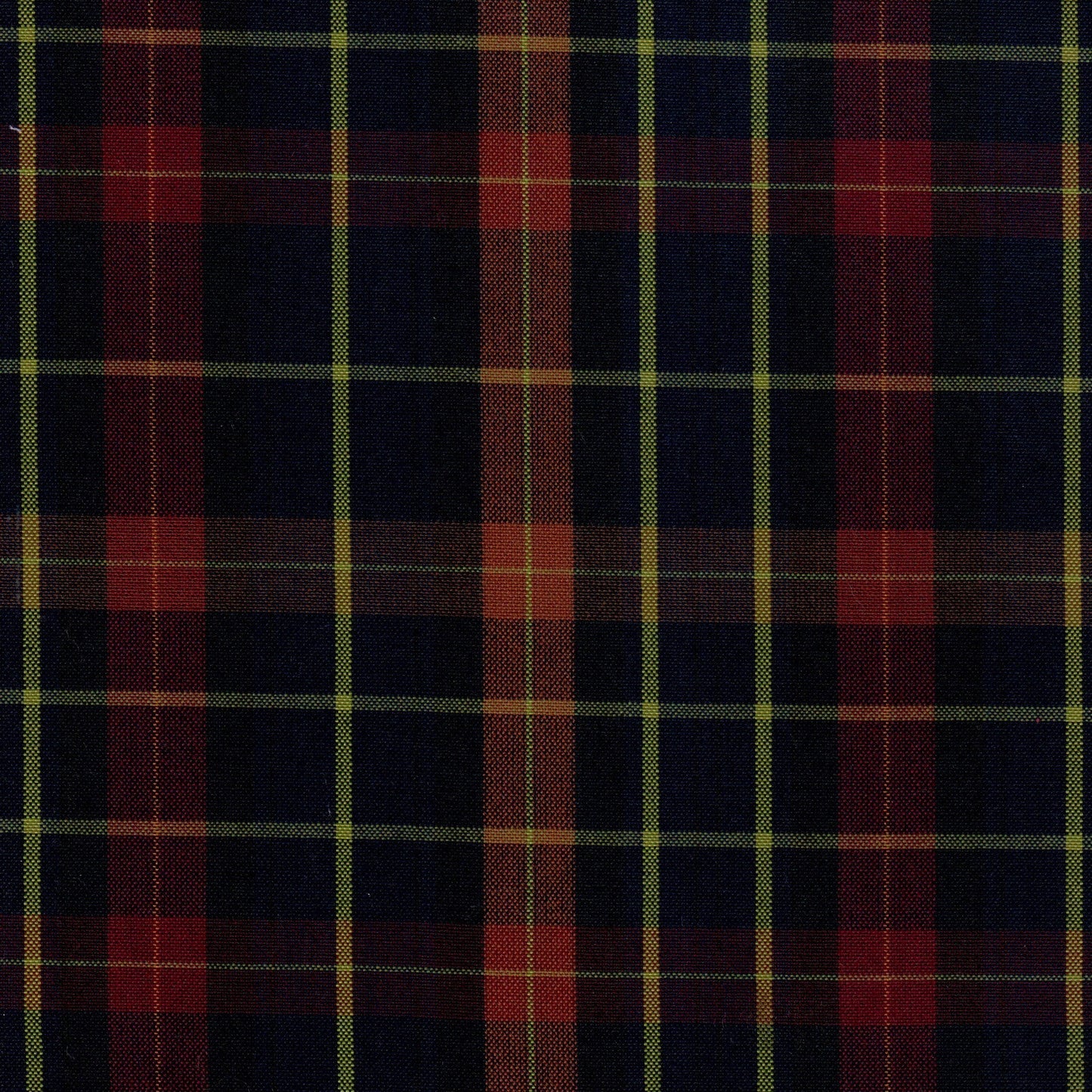 Tela 13002172 Dacron SchoolLine: tela a cuadros azul marino con líneas roja y amarilla, para uniformes escolares e institucionales.