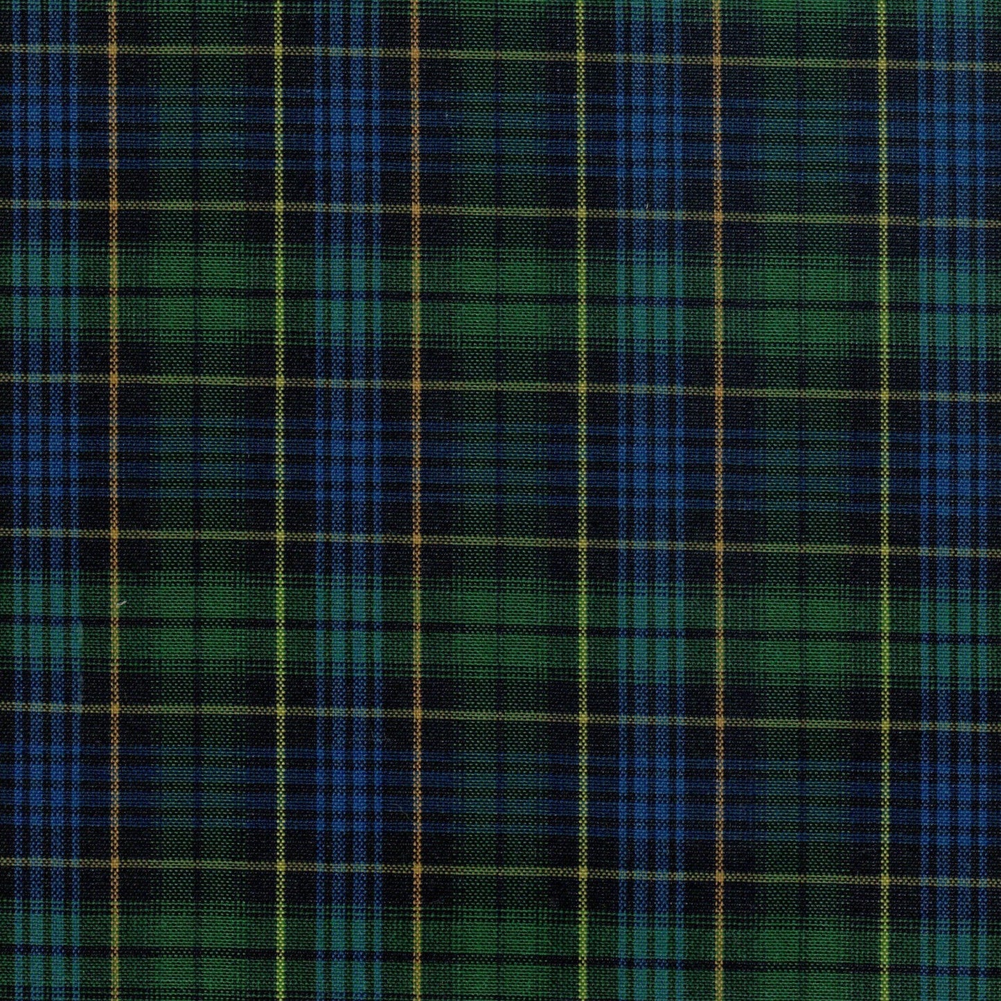 Tela Dacron 13002230 de SchoolLine en tartán verde/azul con líneas amarillas; ideal para uniformes escolares e institucionales.