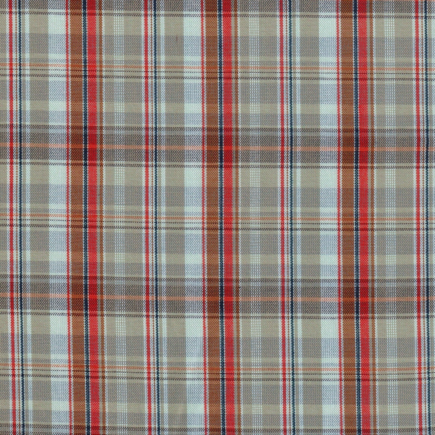 Tela SchoolLine 13002240 Dacron a cuadros beige, rojo y azul; tela para uniformes escolares e institucionales.
