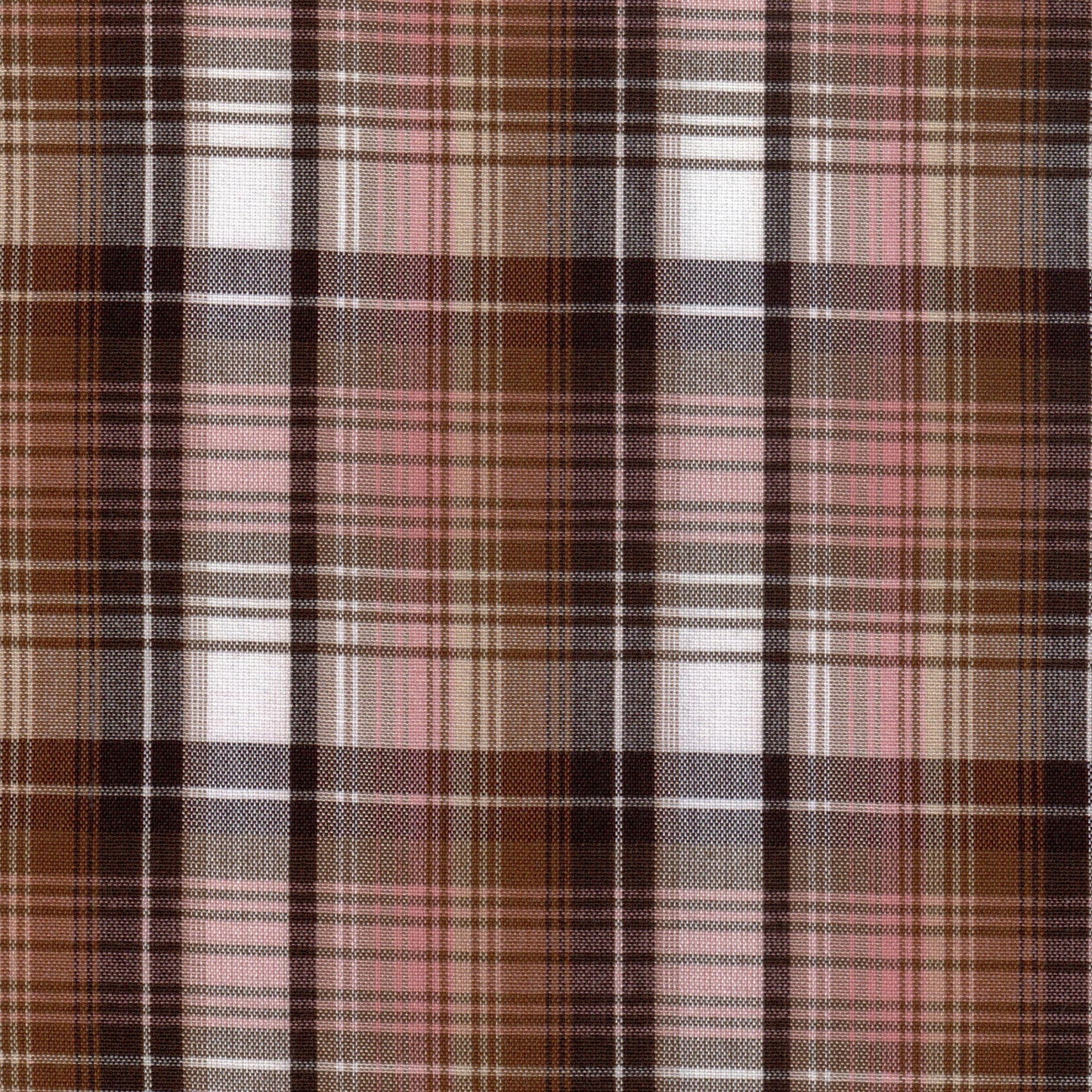 Tela 13002293 Dacron de SchoolLine, tejido a cuadros marrón, beige y rosa para uniformes escolares e institucionales