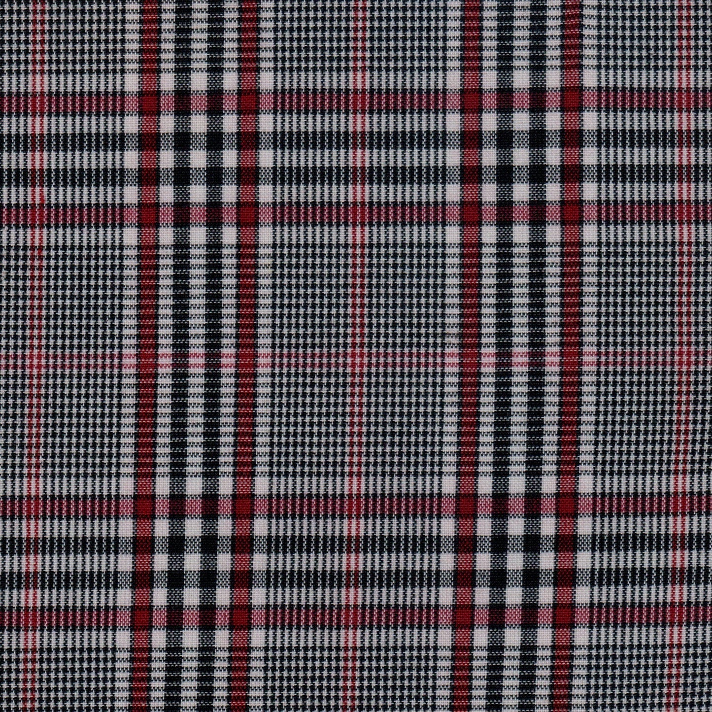 Tela 13002298 Dacron SchoolLine: tela tartán en negro, blanco y rojo, ideal para uniformes escolares e institucionales