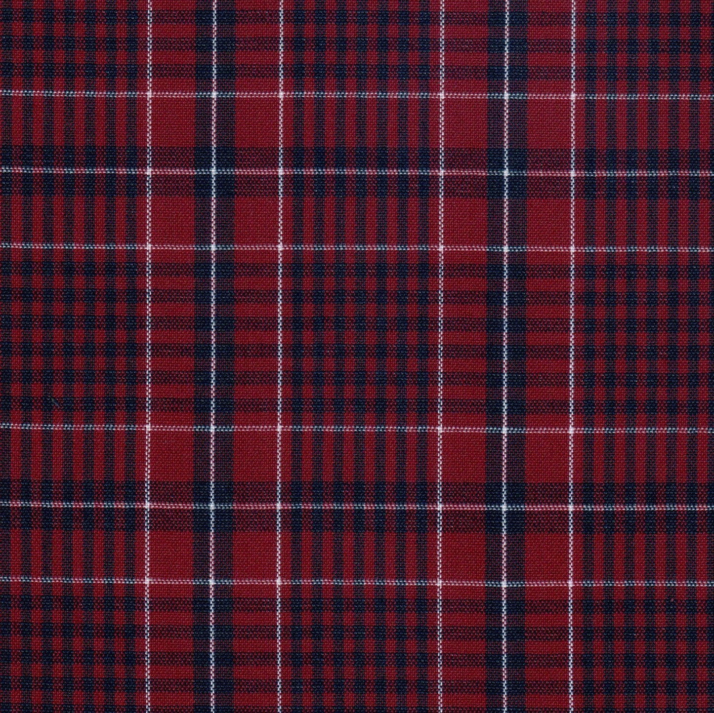 Tela 13002313 Dacron uniforme SchoolLine, poliéster duradero en tartán rojo-azul, ideal para uniformes escolares e institucionales.