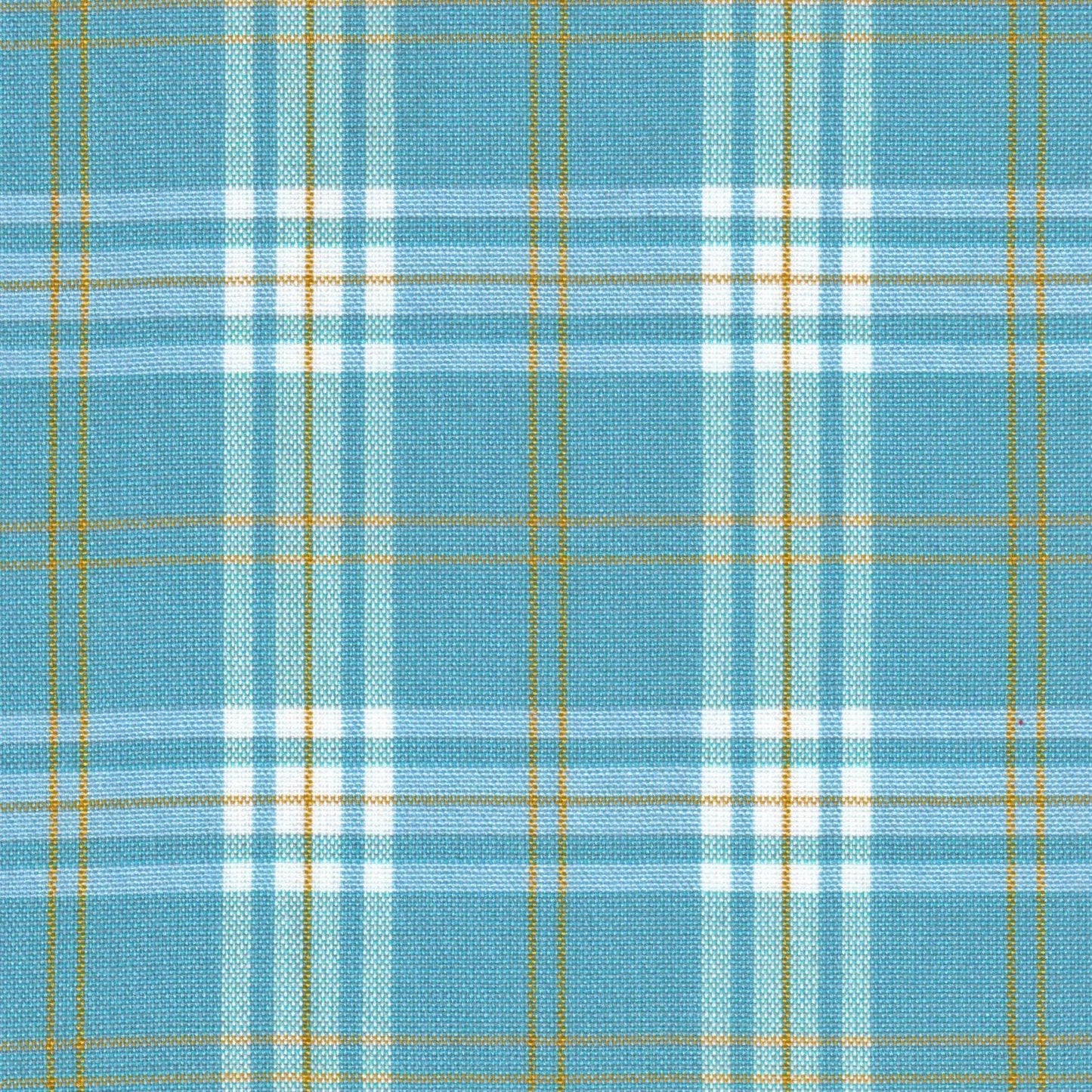 Tela 13002327 Dacron SchoolLine: tela azul con cuadricula blanca y amarilla, para uniformes escolares e institucionales