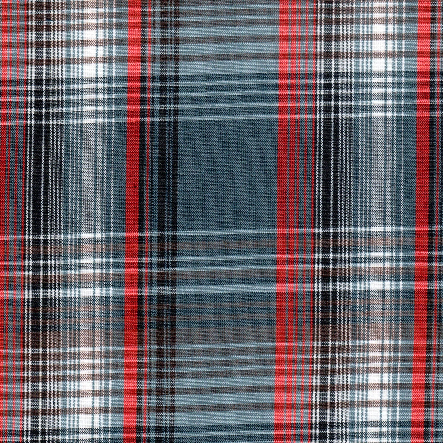 Tela de poliéster Dacron SchoolLine en estampado tartán azul, rojo, negro y blanco para uniformes escolares