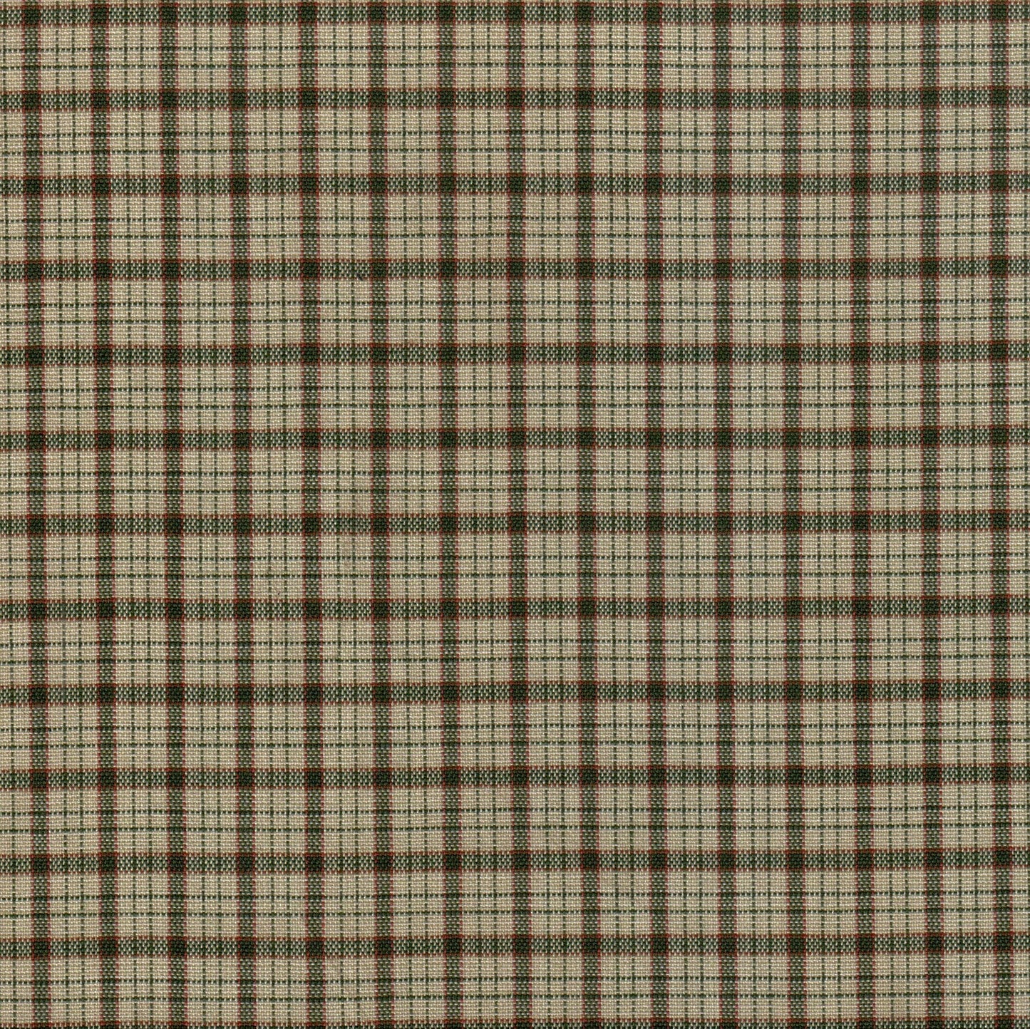 Tela SchoolLine 13002373 Dacron, tejido a cuadros beige con líneas verde y rojo, ideal para uniformes escolares.
