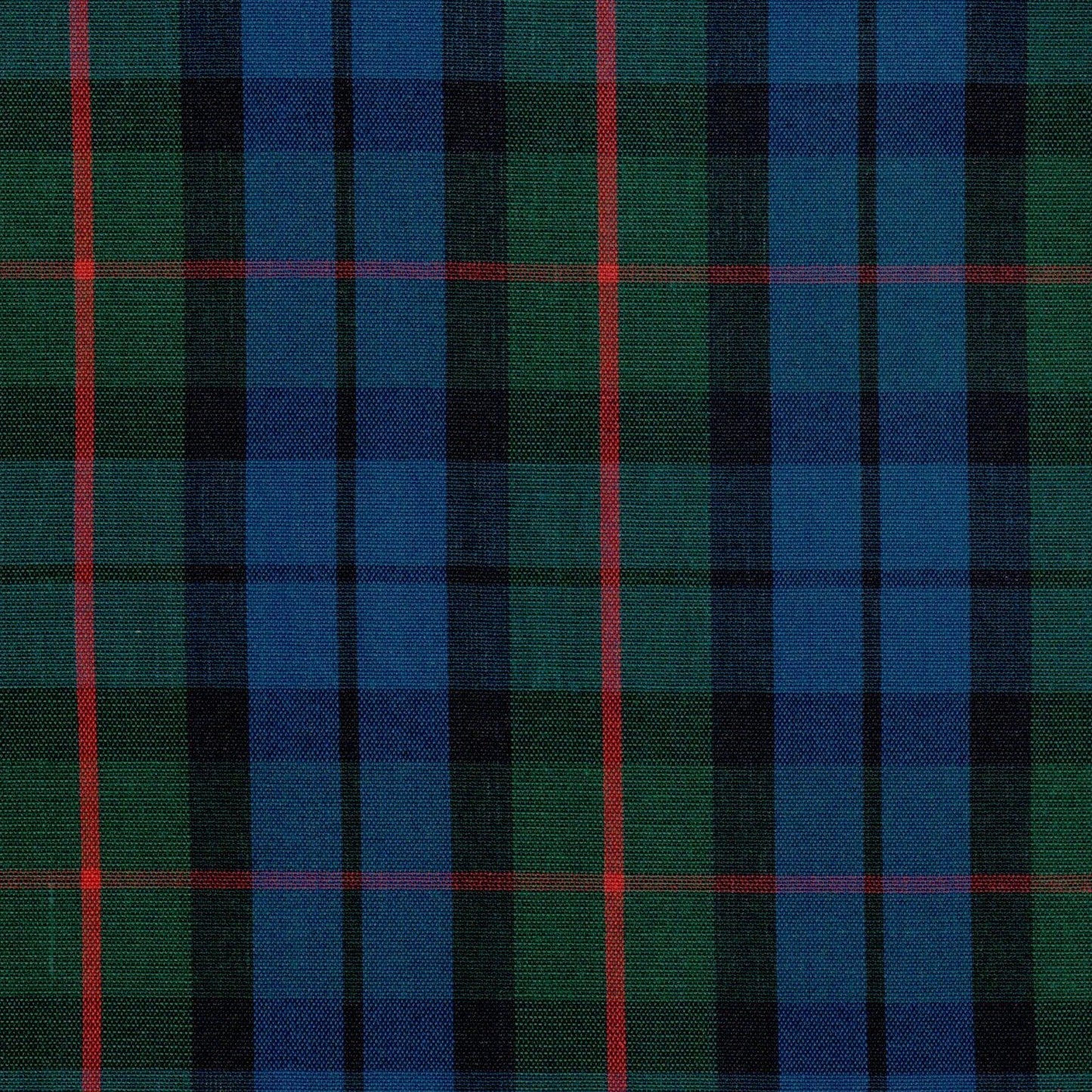 Tela Dacron SchoolLine: tartán azul, verde y negro con líneas rojas, ideal para uniformes escolares e institucionales.