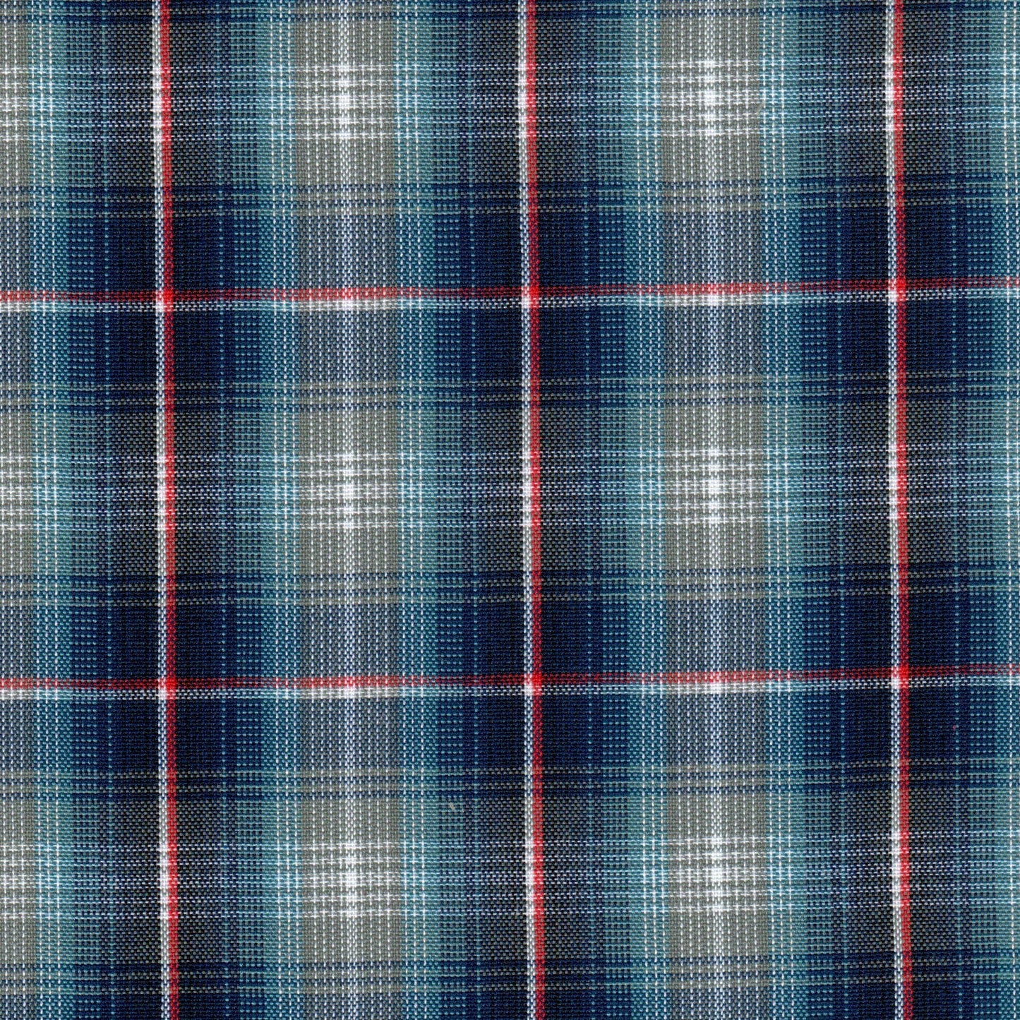 Tela 13002388 Dacron SchoolLine: tejido tartán azul marino, turquesa y rojo, ideal para uniformes escolares e institucionales.