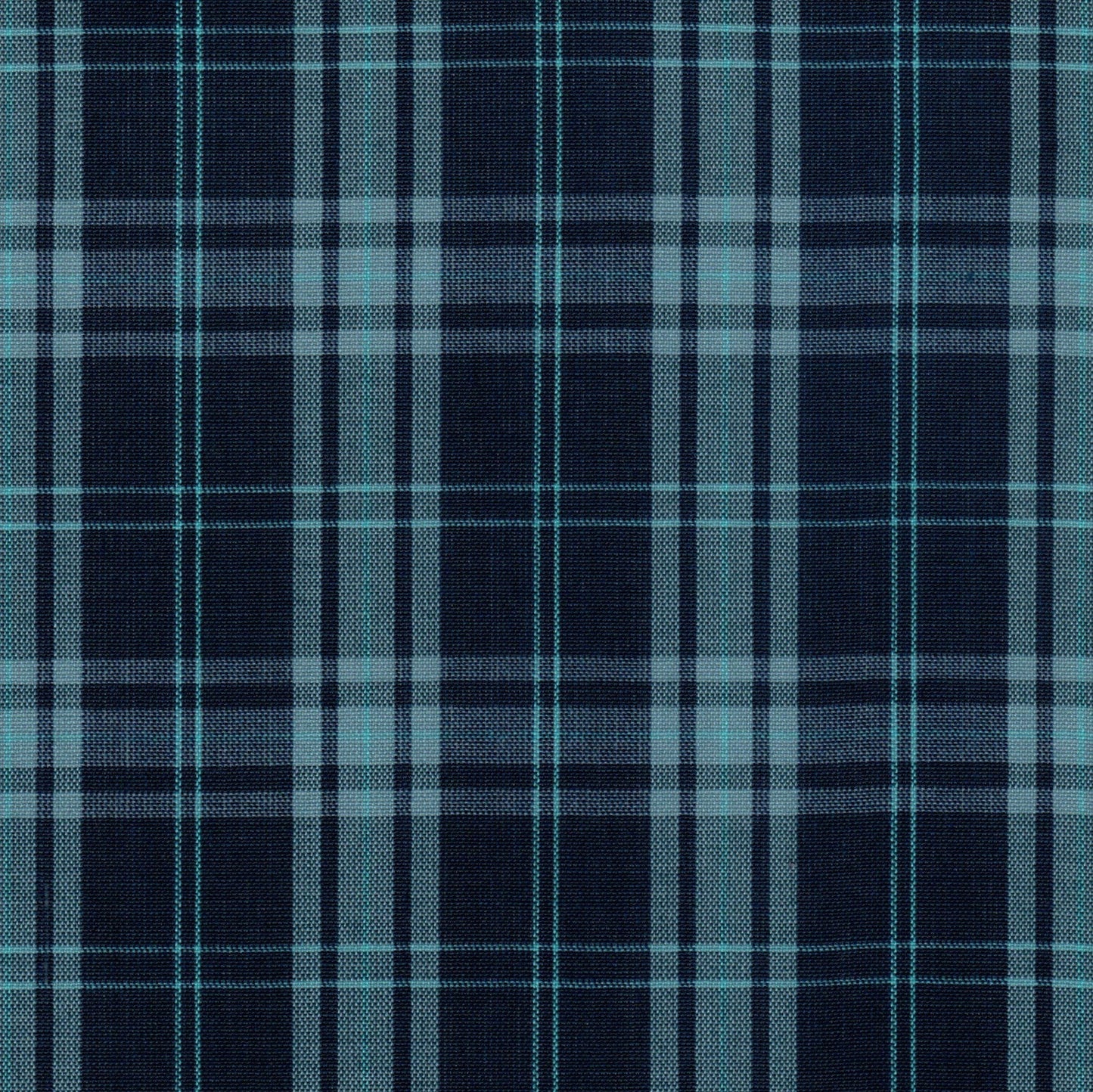 Tela Dacron SchoolLine a cuadros azul marino y turquesa, ideal para uniformes escolares e institucionales.