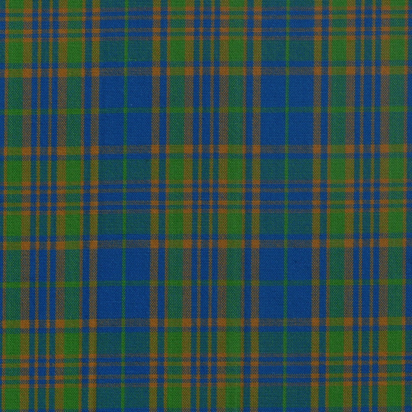 Tela Dacron SchoolLine, tartán azul, verde y naranja, ideal para uniformes escolares e institucionales.