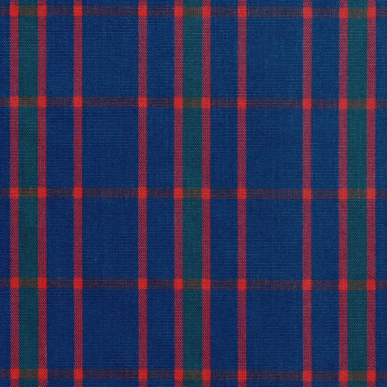 Tela 13002455 Dacron uniforme SchoolLine: tejido tartán azul con rayas rojas y verdes, ideal para uniformes escolares.