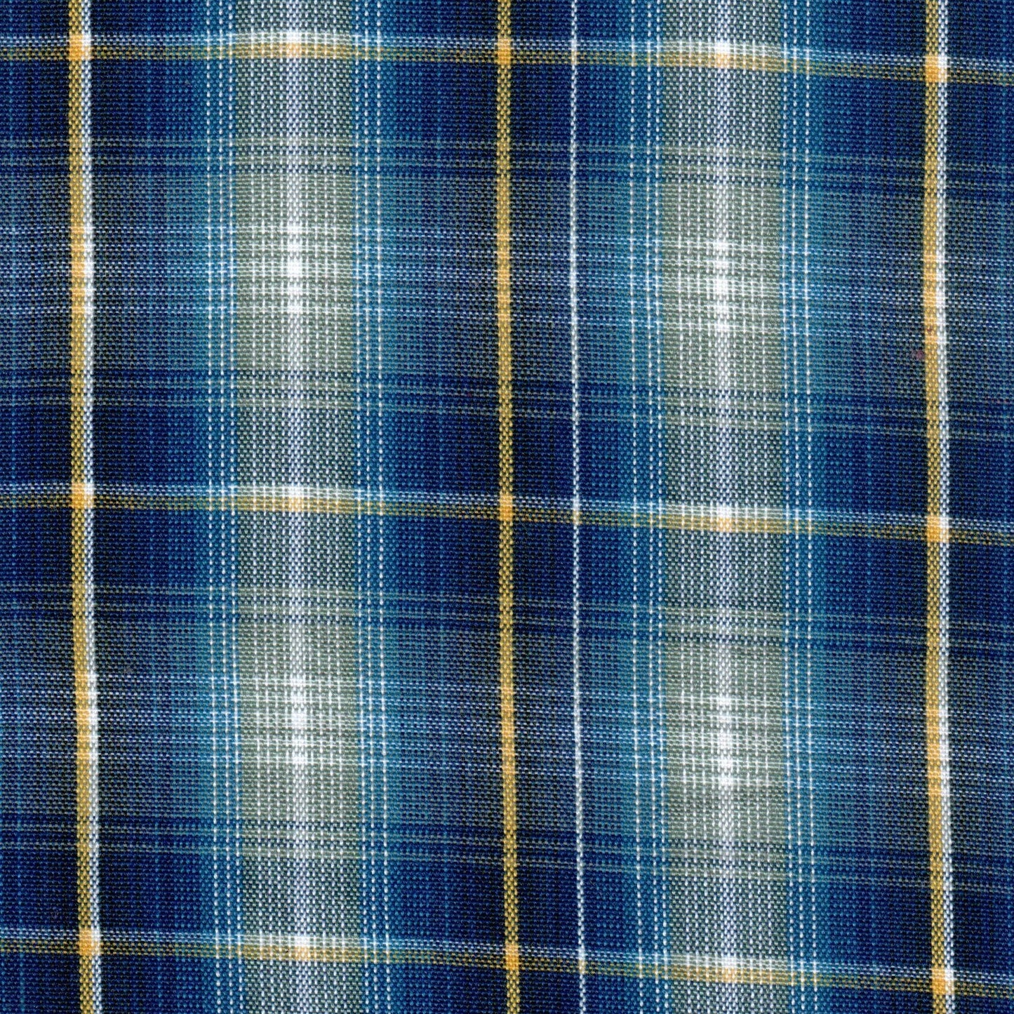 Tela 13002475 Dacron uniforme de SchoolLine, azul con cuadros y líneas amarillas, ideal para uniformes escolares e institucionales