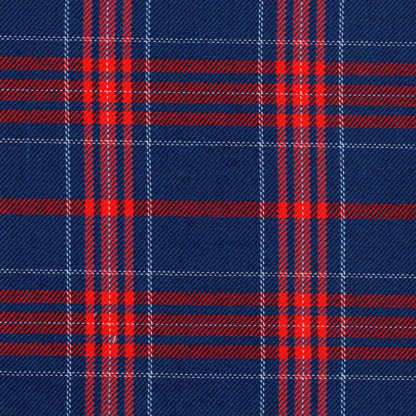 Tela diagonal de poliéster azul con cuadro rojo (SchoolLine) para uniformes escolares e institucionales