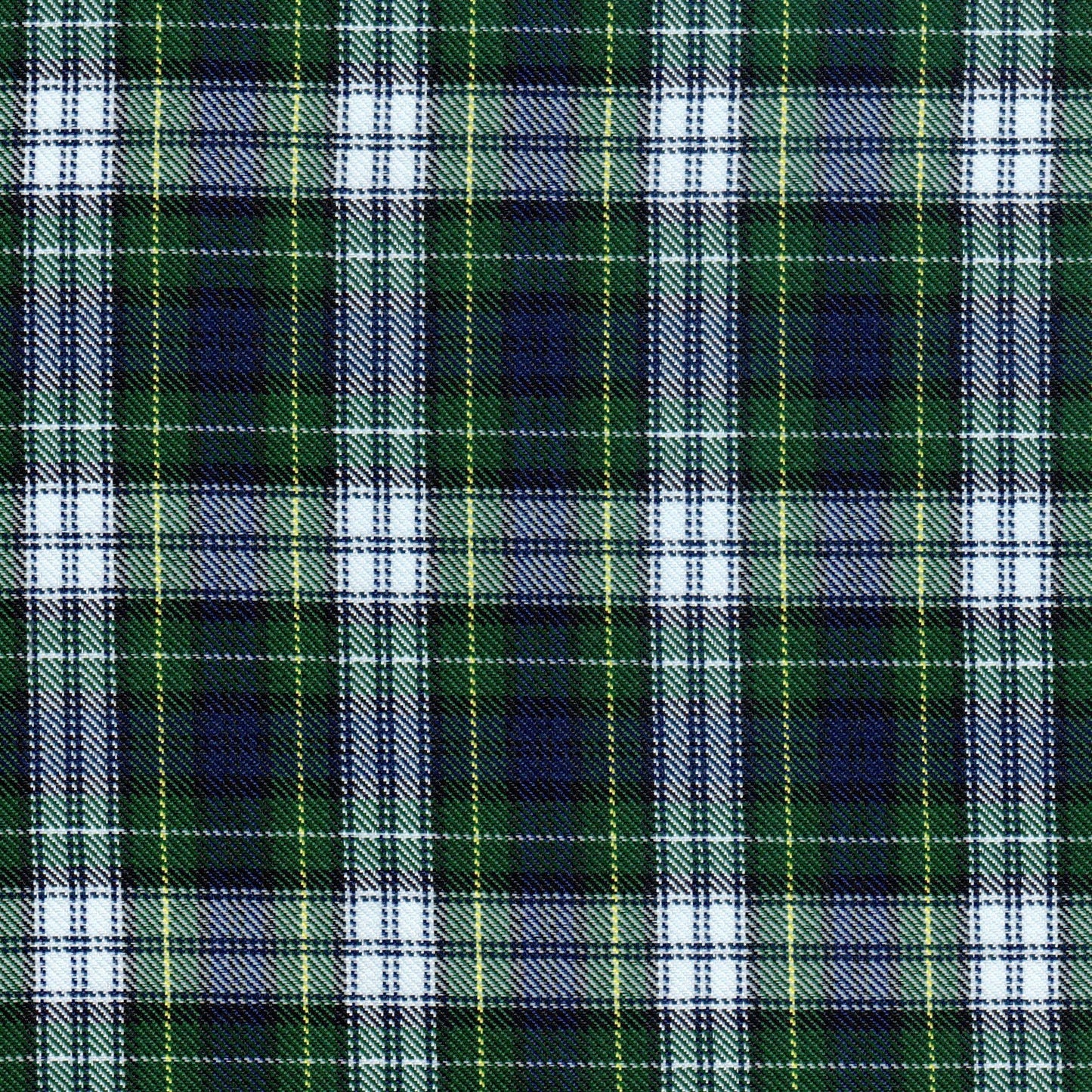 Tela diagonal de poliéster SchoolLine en cuadros verde, azul y blanco, ideal para uniformes escolares e institucionales.