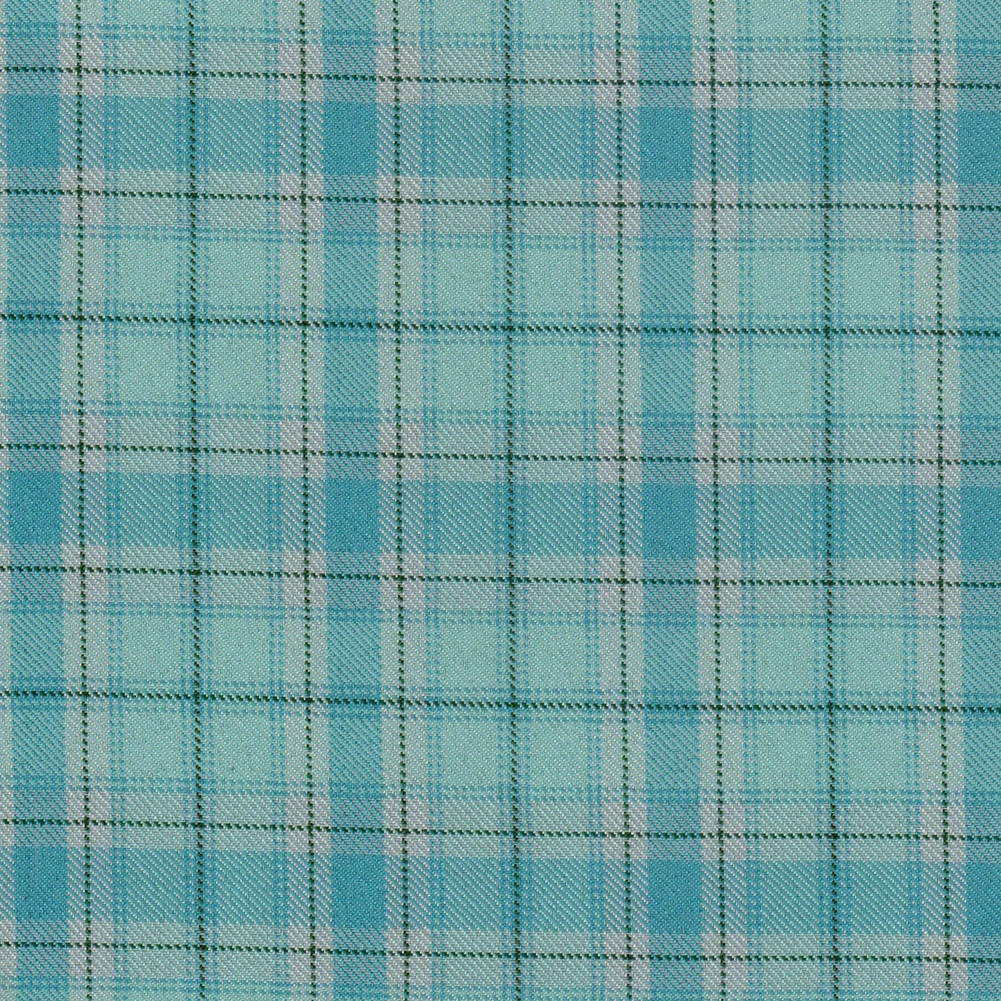 Tela diagonal de poliéster SchoolLine en tonos azules y turquesa, patrón de cuadros; ideal para uniformes escolares e institucionales.