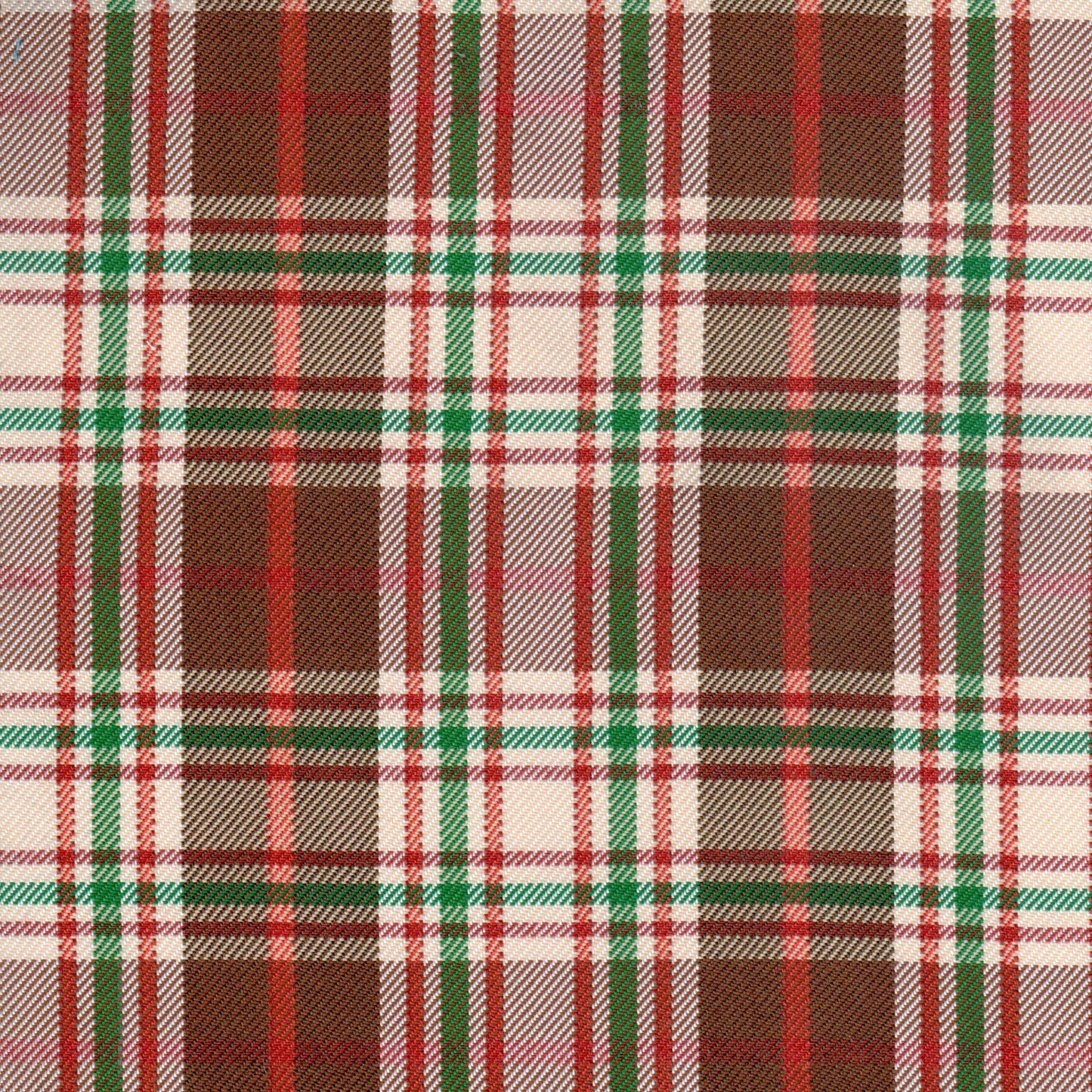 Tela poliéster diagonal SchoolLine, rojo, verde y crema; ideal para uniformes escolares e institucionales.