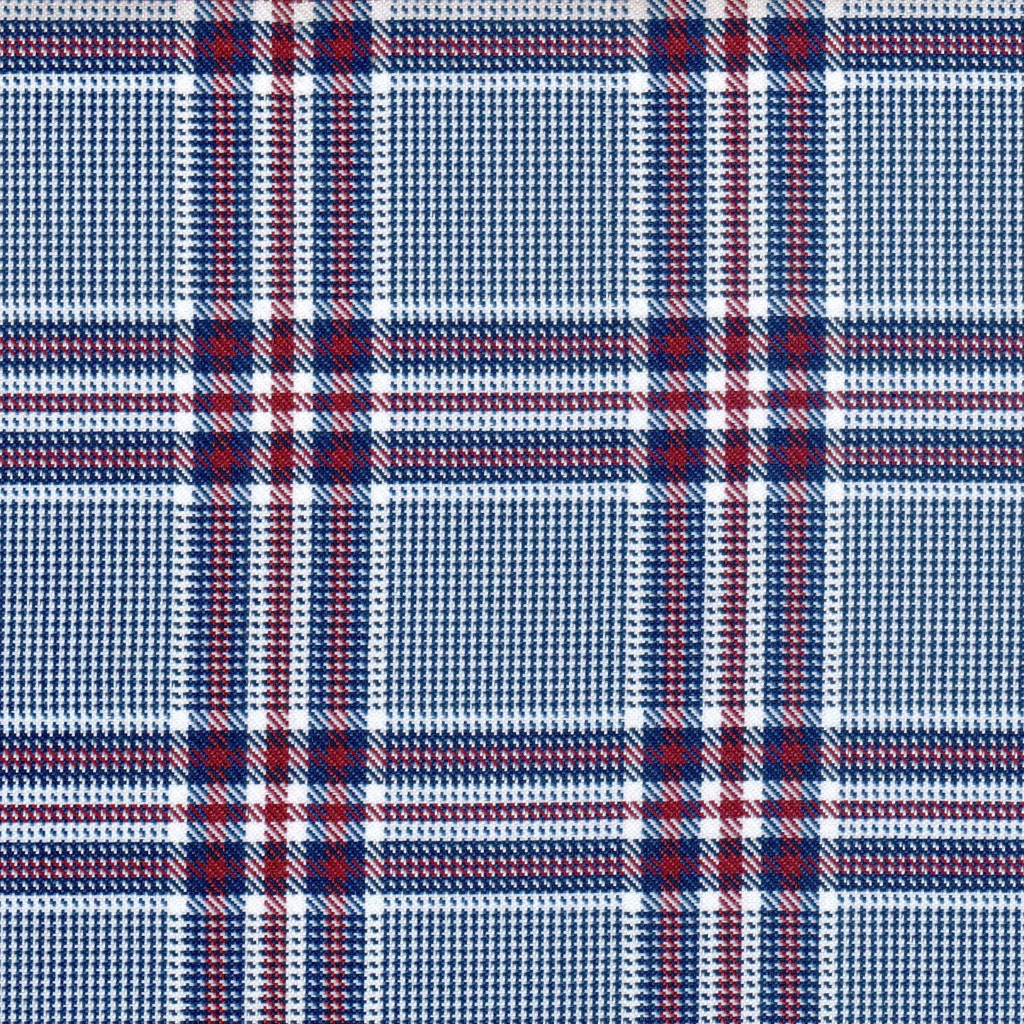 Tela diagonal de poliéster SchoolLine azul, rojo y blanco; ideal para uniformes escolares e institucionales.