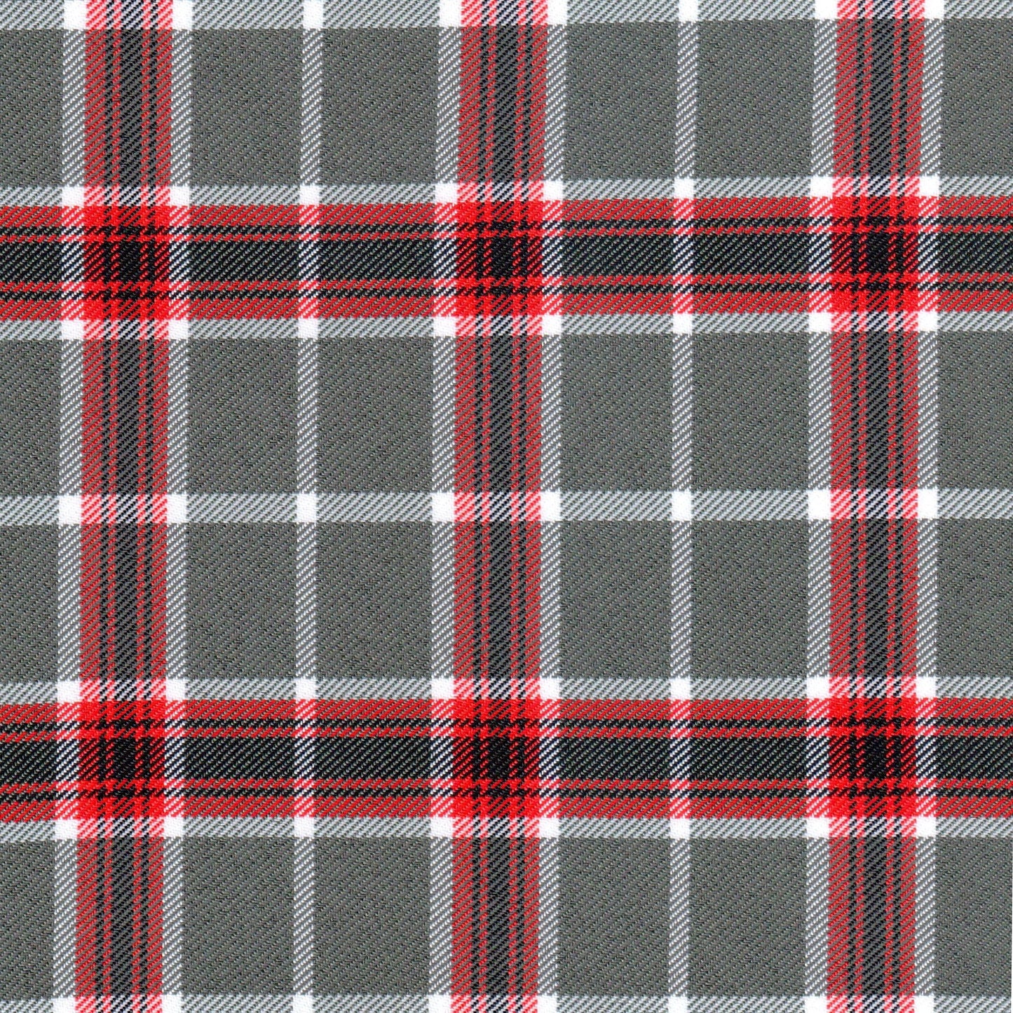 Tela 13003058 Poliéster diagonal en tartán gris, rojo y blanco; ideal para uniformes escolares SchoolLine