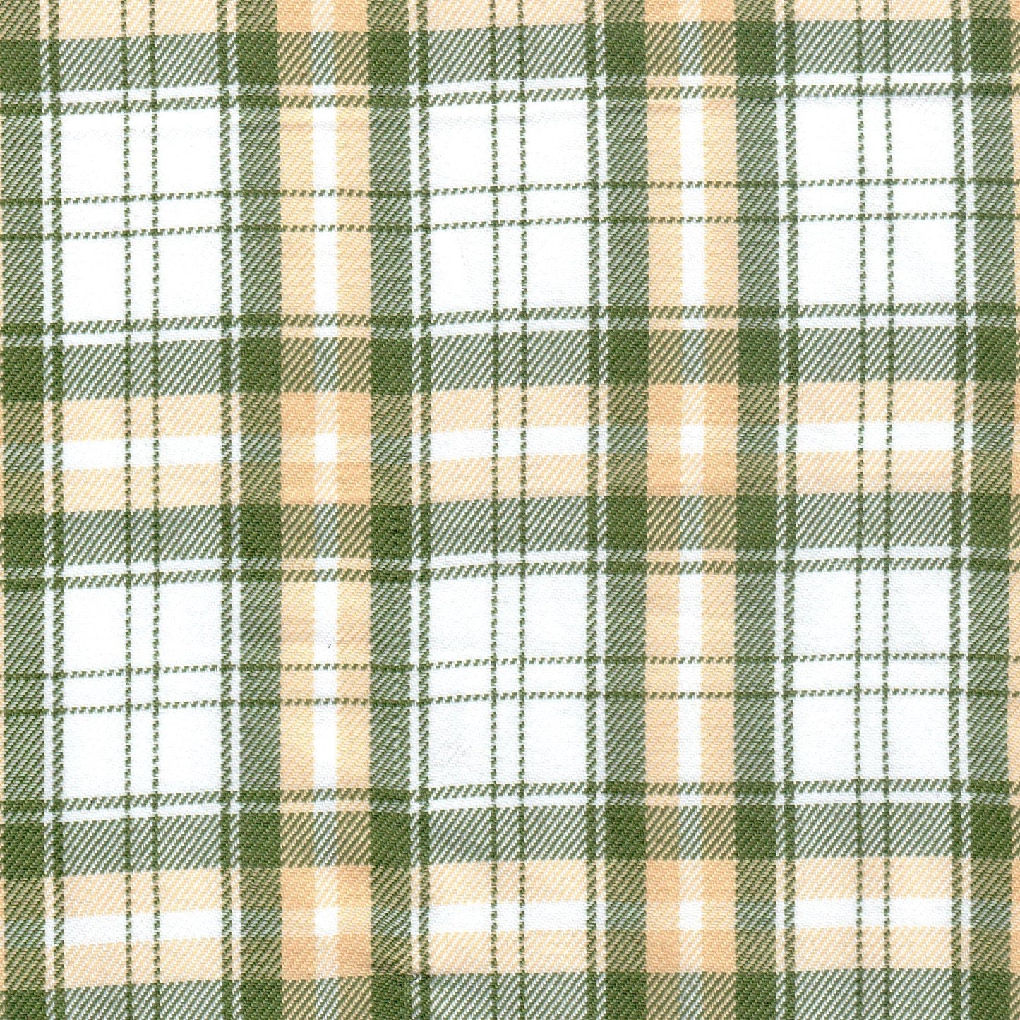 Tela diagonal de poliéster SchoolLine en cuadros verde, beige y blanco; ideal para uniformes escolares e institucionales.
