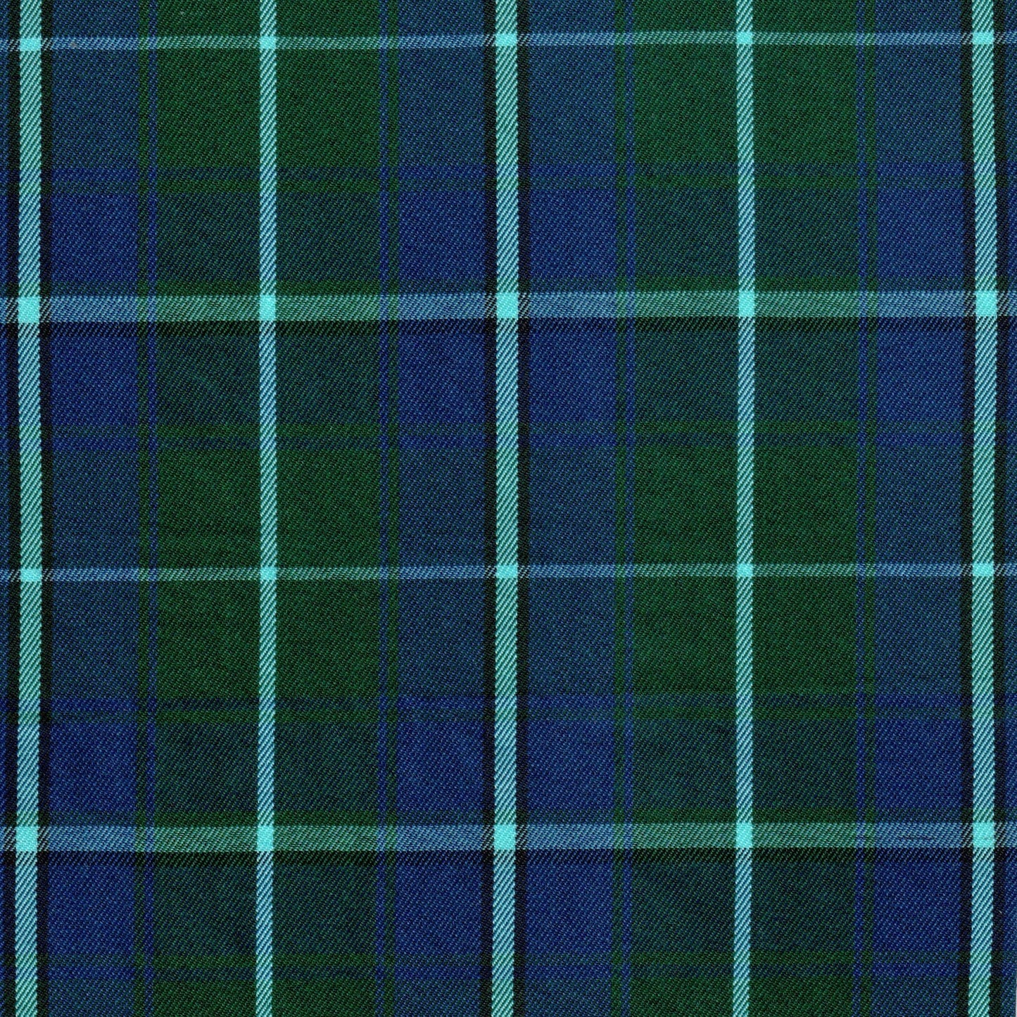 Tela polyester SchoolLine, jacquard diagonal a cuadros azul verde turquesa, ideal para uniformes escolares e institucionales.