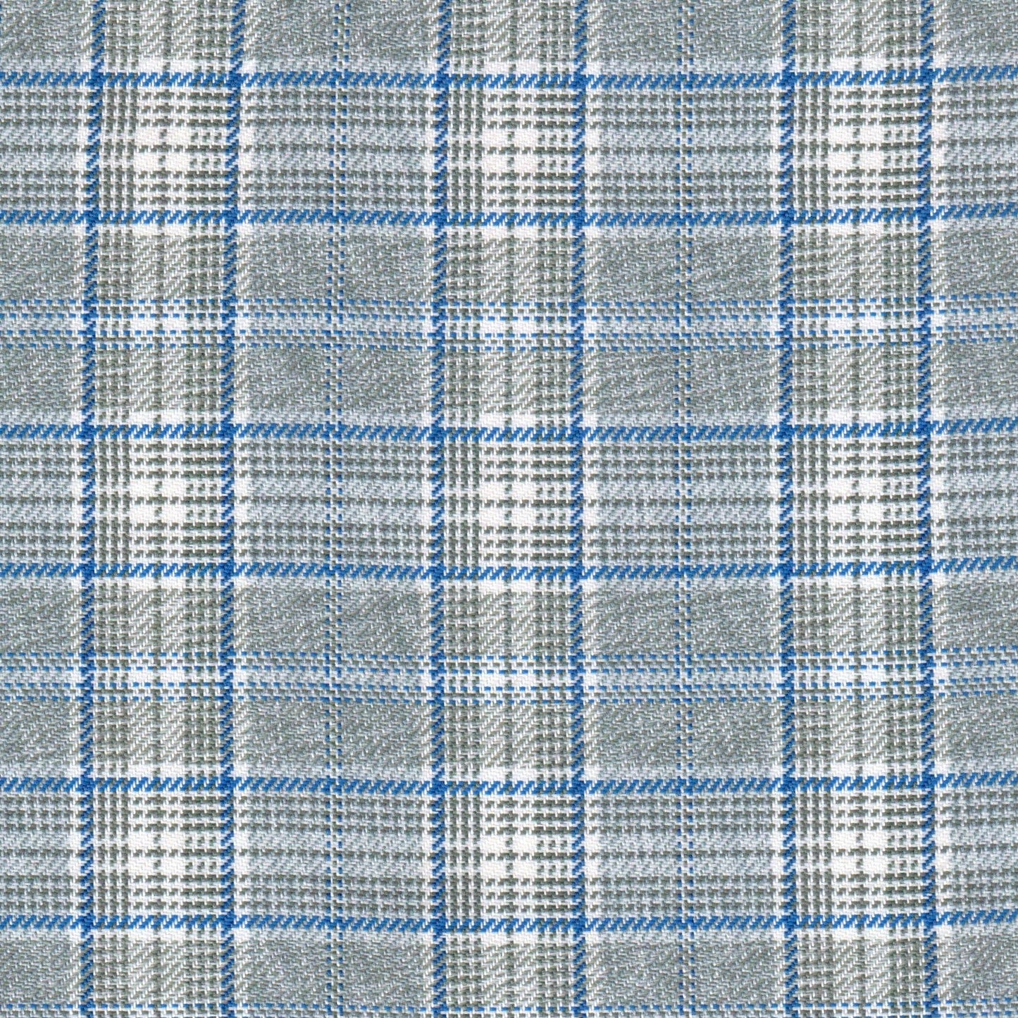 Tela poliéster diagonal gris con cuadros azules; ideal para uniformes escolares e institucionales, SchoolLine