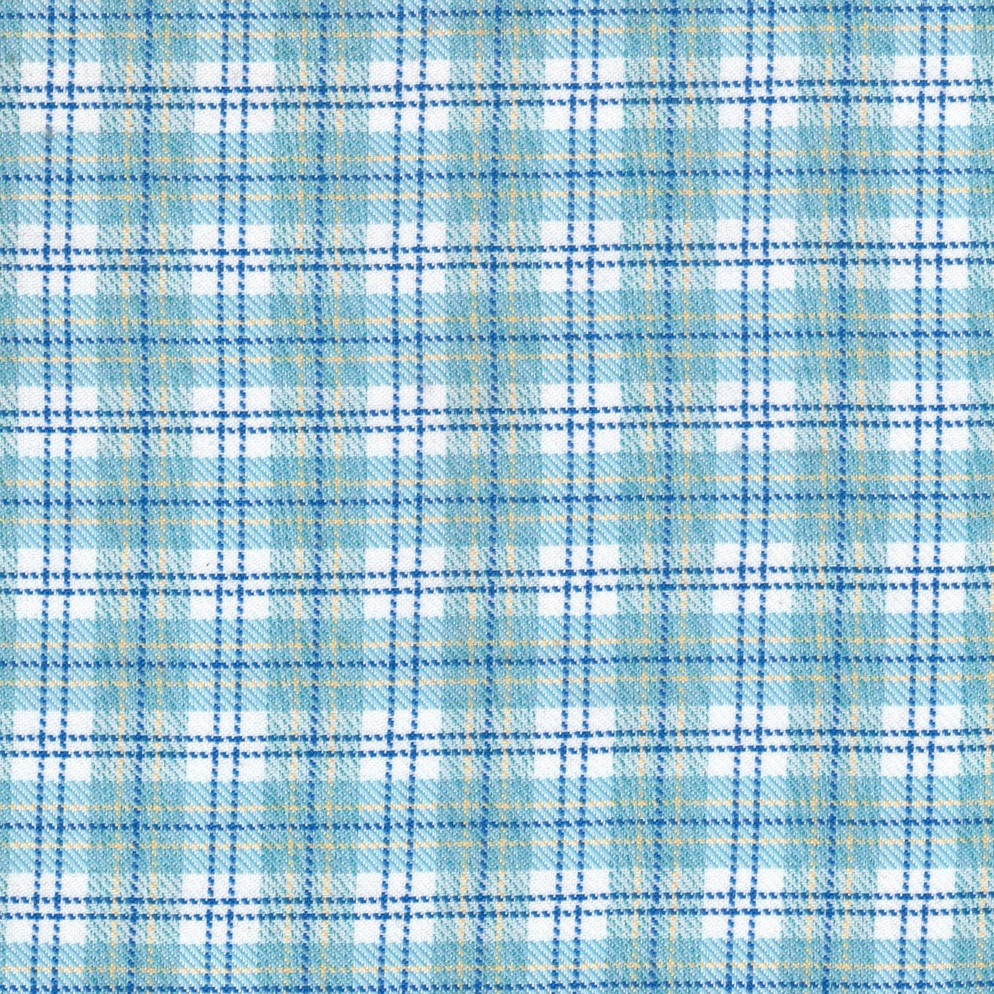 Tela diagonal de poliéster SchoolLine en azul, blanco y beige con cuadros, ideal para uniformes escolares e institucionales