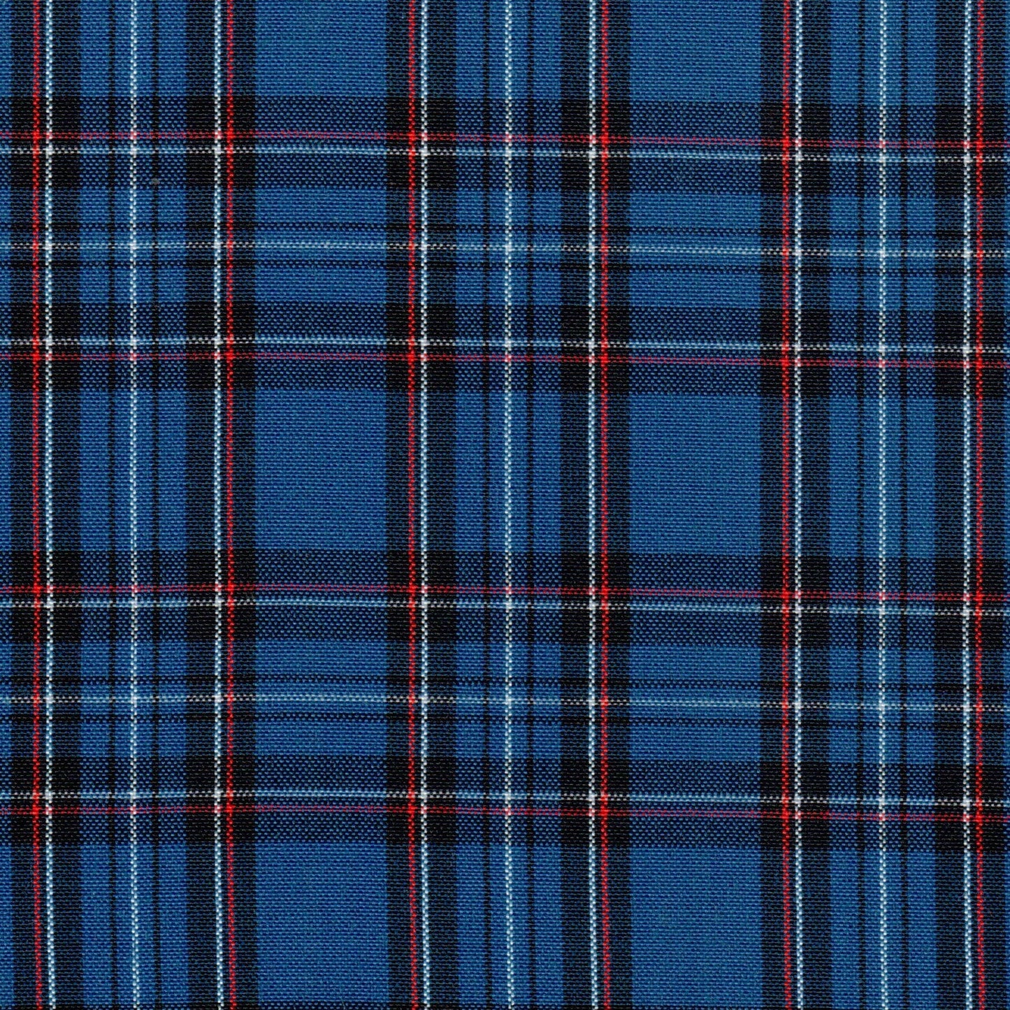 Tela SchoolLine 13012009 Dacron especial: tartán azul con líneas rojas y blancas, poliéster para uniformes escolares e institucionales