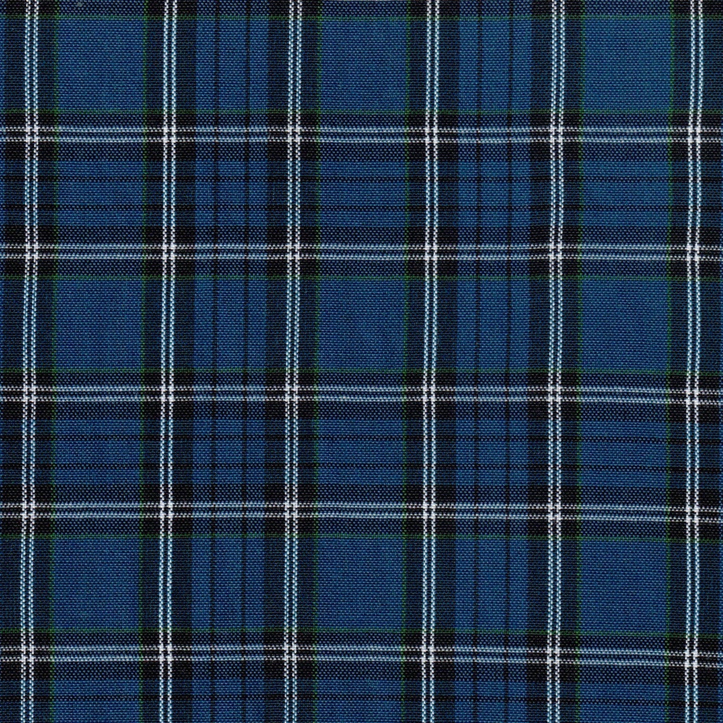 Tela SchoolLine 13012019 Dacron especial, tartán azul con líneas blancas y verde; ideal para uniformes escolares e institucionales.